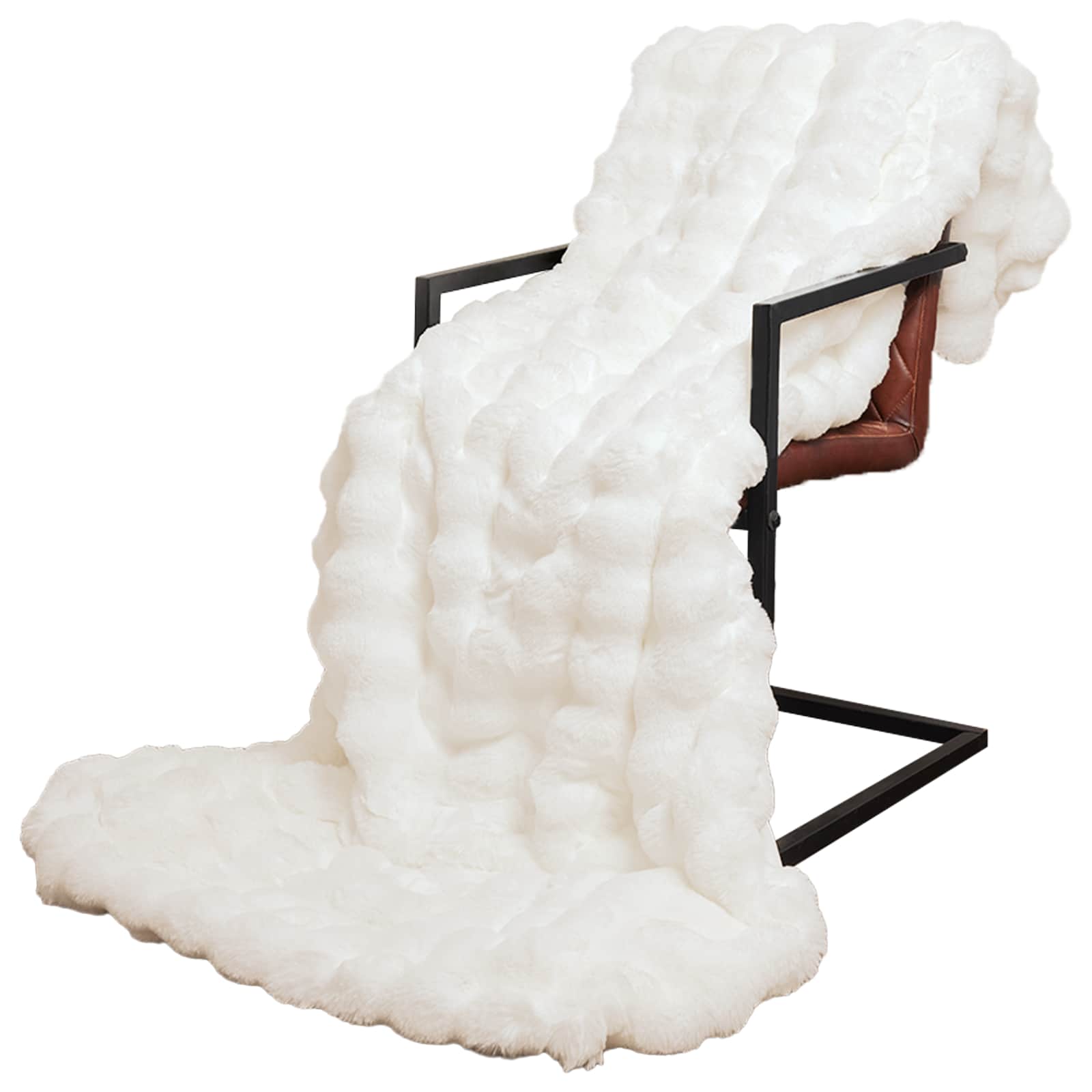 Coperta antiscivolo in sintetica di coniglio Olite Bianco