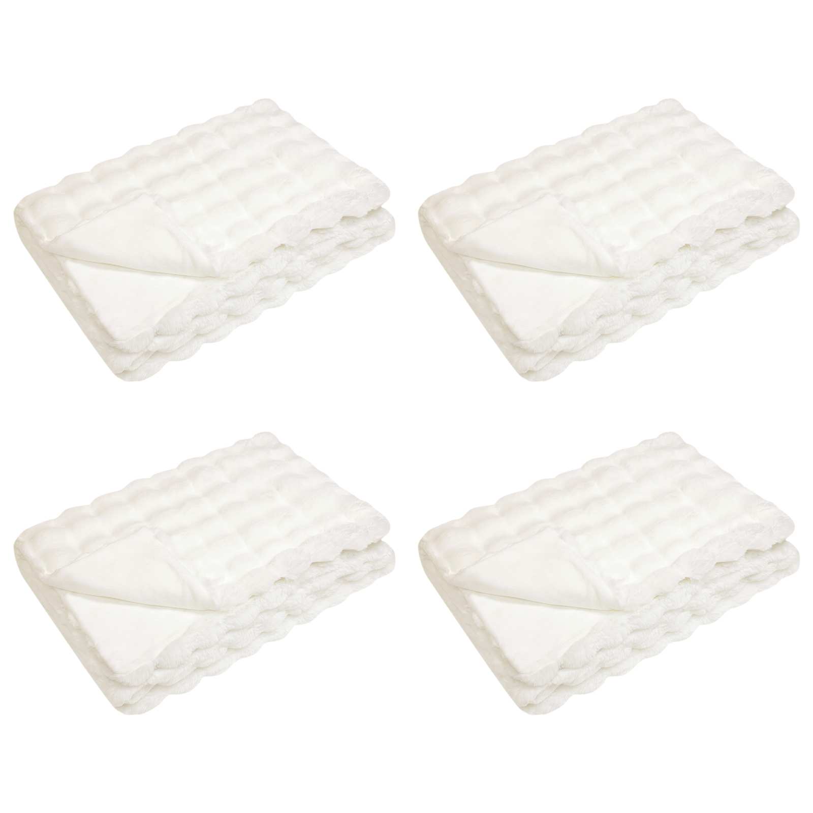 Coperta antiscivolo in sintetica di coniglio Olite 4 pz Bianco