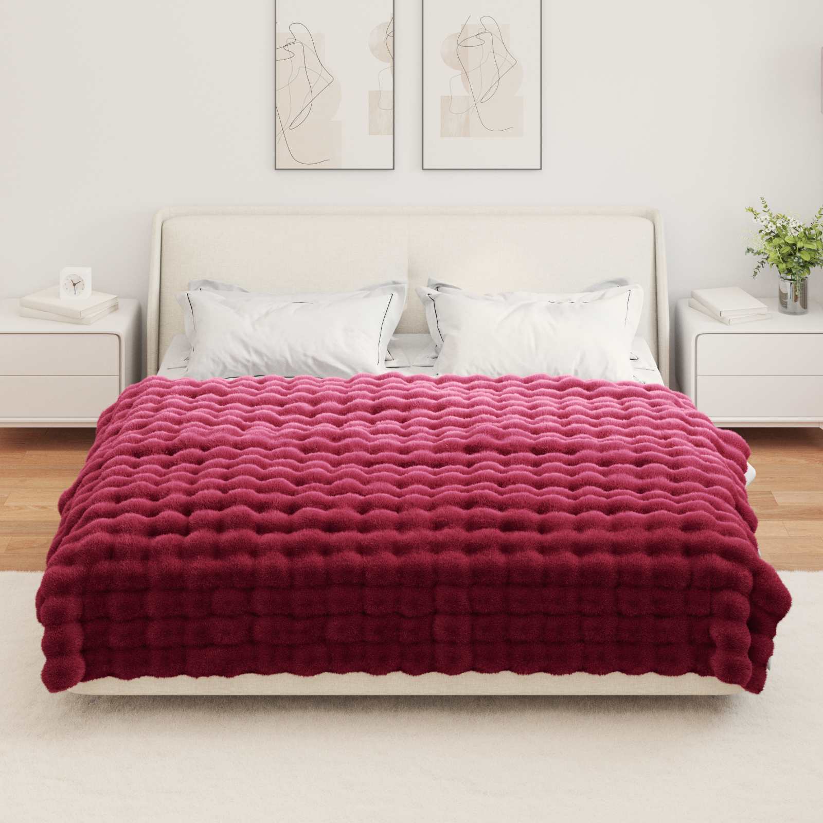 Coperta antiscivolo in sintetica di coniglio Olite 4 pz