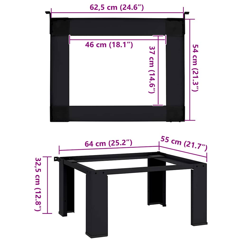 Pedestallo per Lavatrice Nero 64 x 55 x 32,5 cm Acciaio