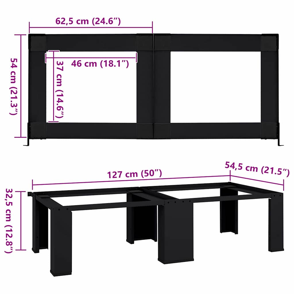 Pedestallo per Lavatrice 2 pz Nero 127 x 54,5 x 32,5 cm Acciaio