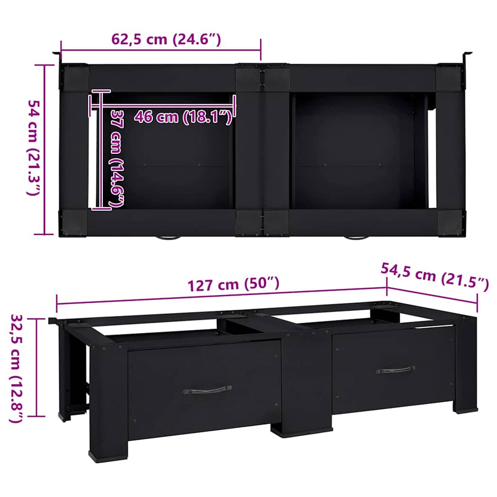 Pedestallo per Lavatrice 2 pz Nero 127 x 54,5 x 32,5 cm Acciaio