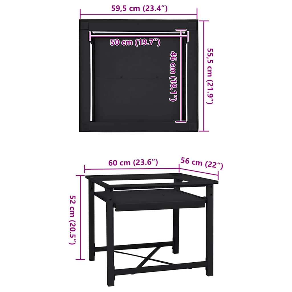 Pedestallo per Lavatrice Nero 60 x 56 x 52 cm Acciaio