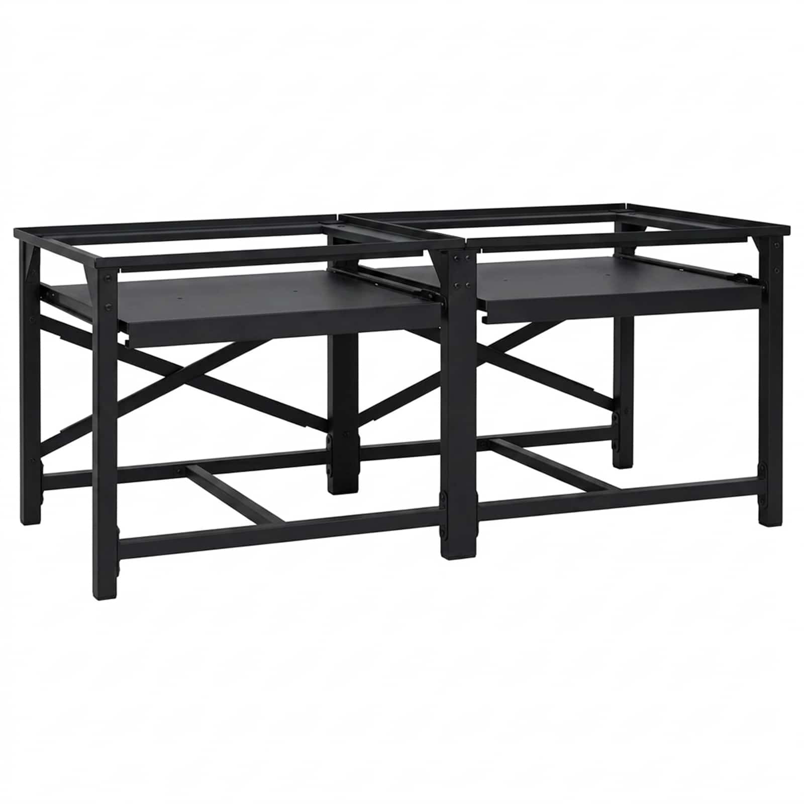 Pedestallo per Lavatrice 2 pz Nero 120 x 56 x 52 cm Acciaio