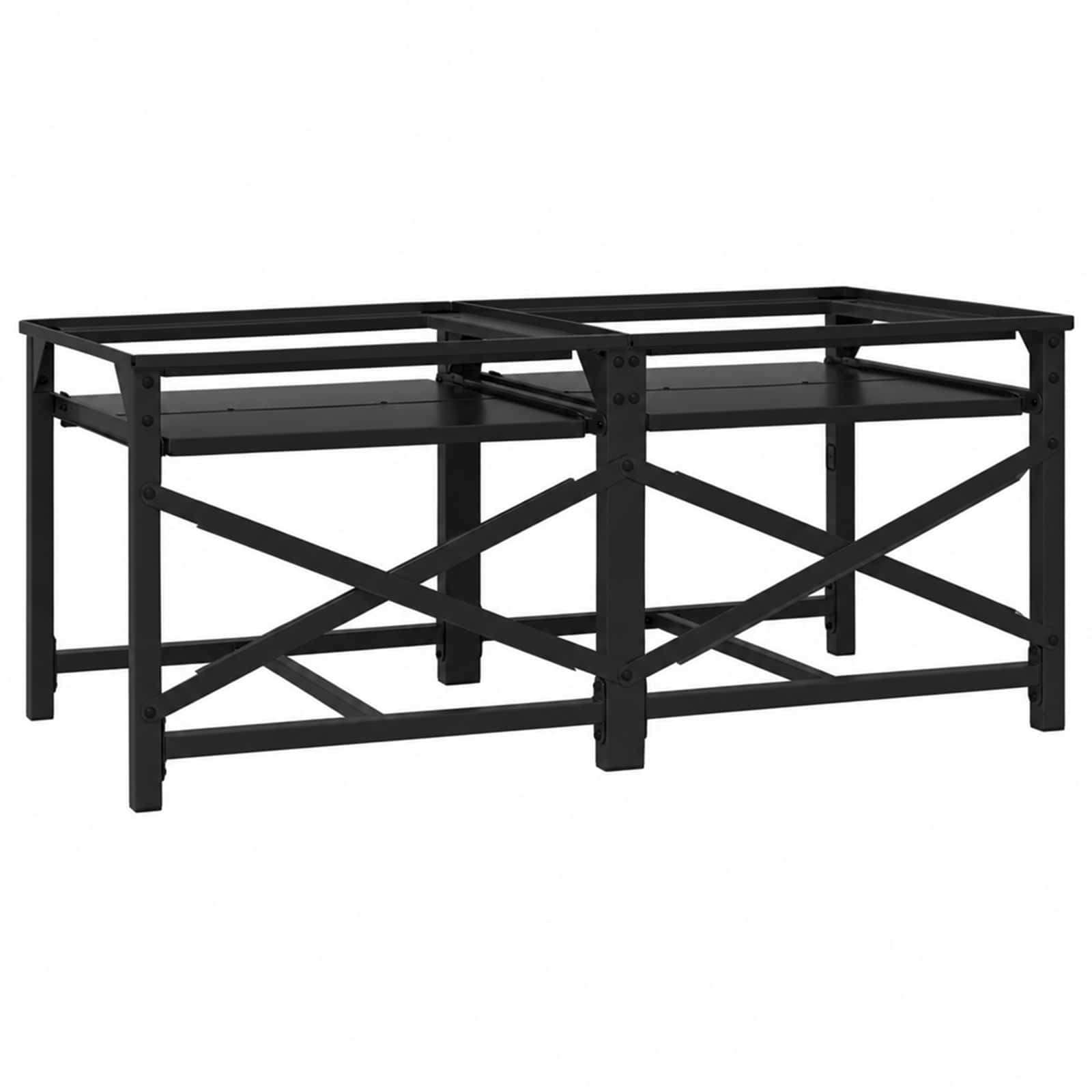 Pedestallo per Lavatrice 2 pz Nero 120 x 56 x 52 cm Acciaio
