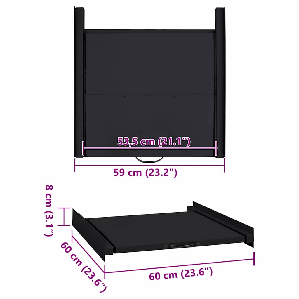 Mensola Intermedia per Lavatrice Nero 60 x 60 x 8 cm Acciaio