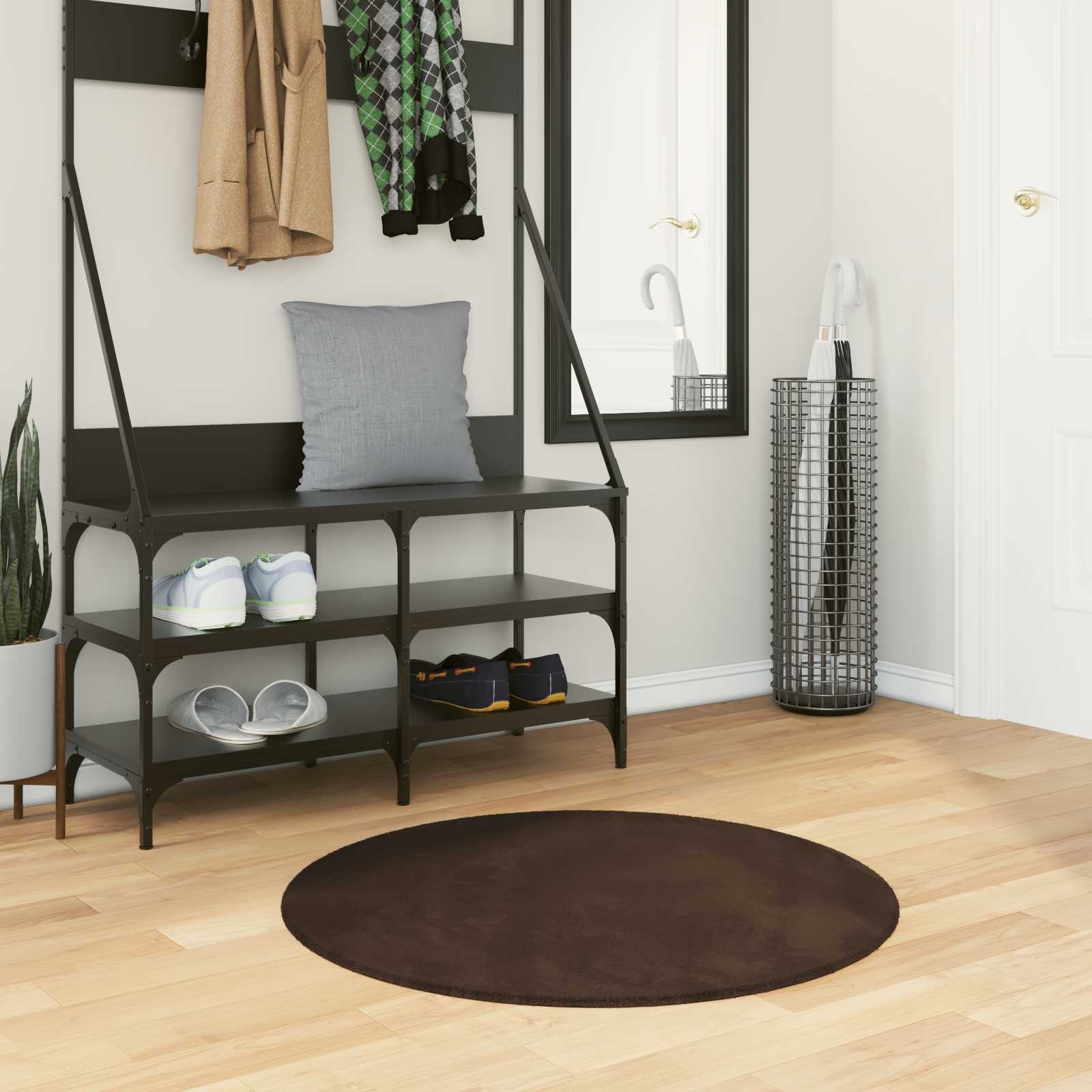 Tappeto a pelo medio, morbido e lavabile HUARTE Marrone Ø 80 CM