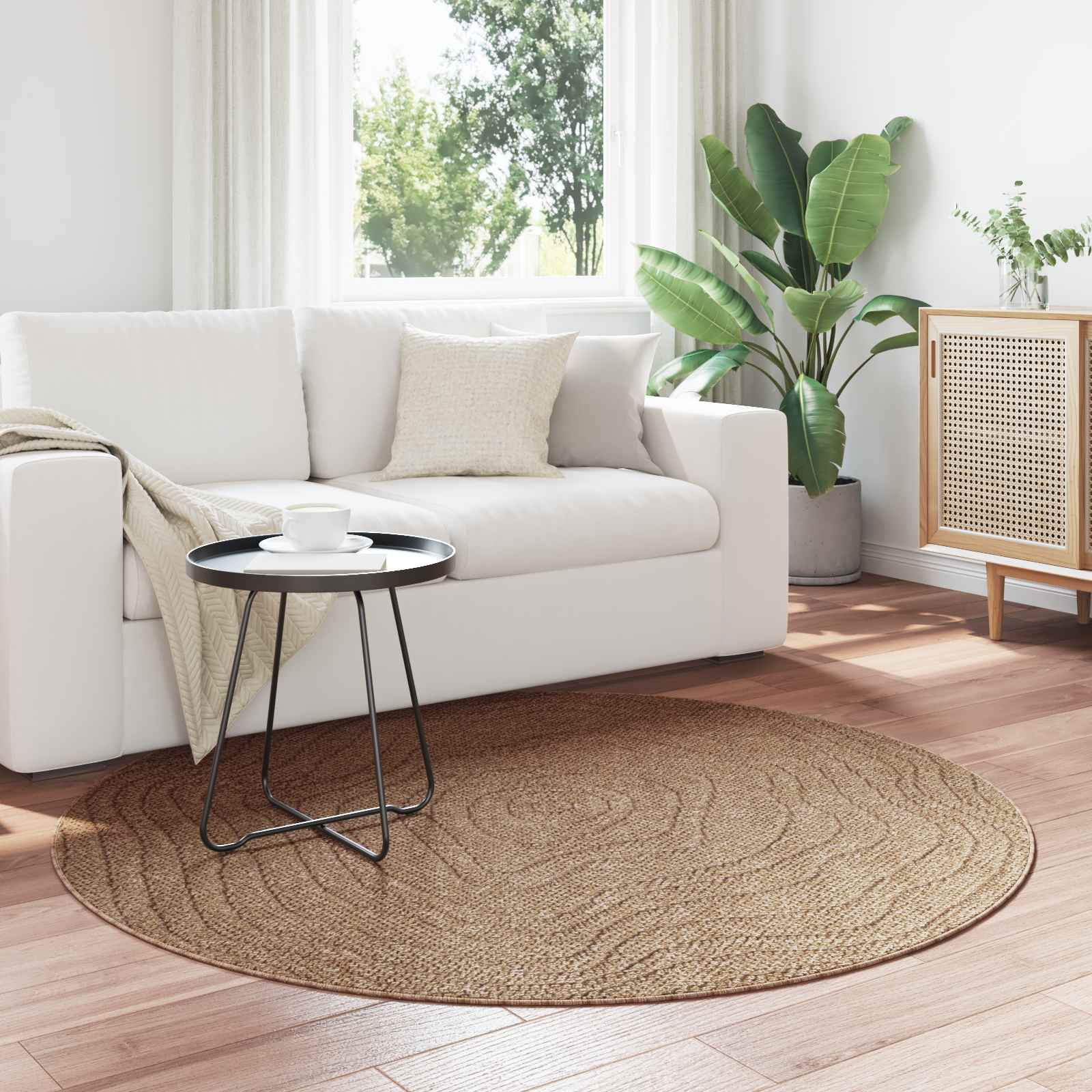 Tappeto per uso interno ed esterno AGIRA Naturale Ø 160 CM