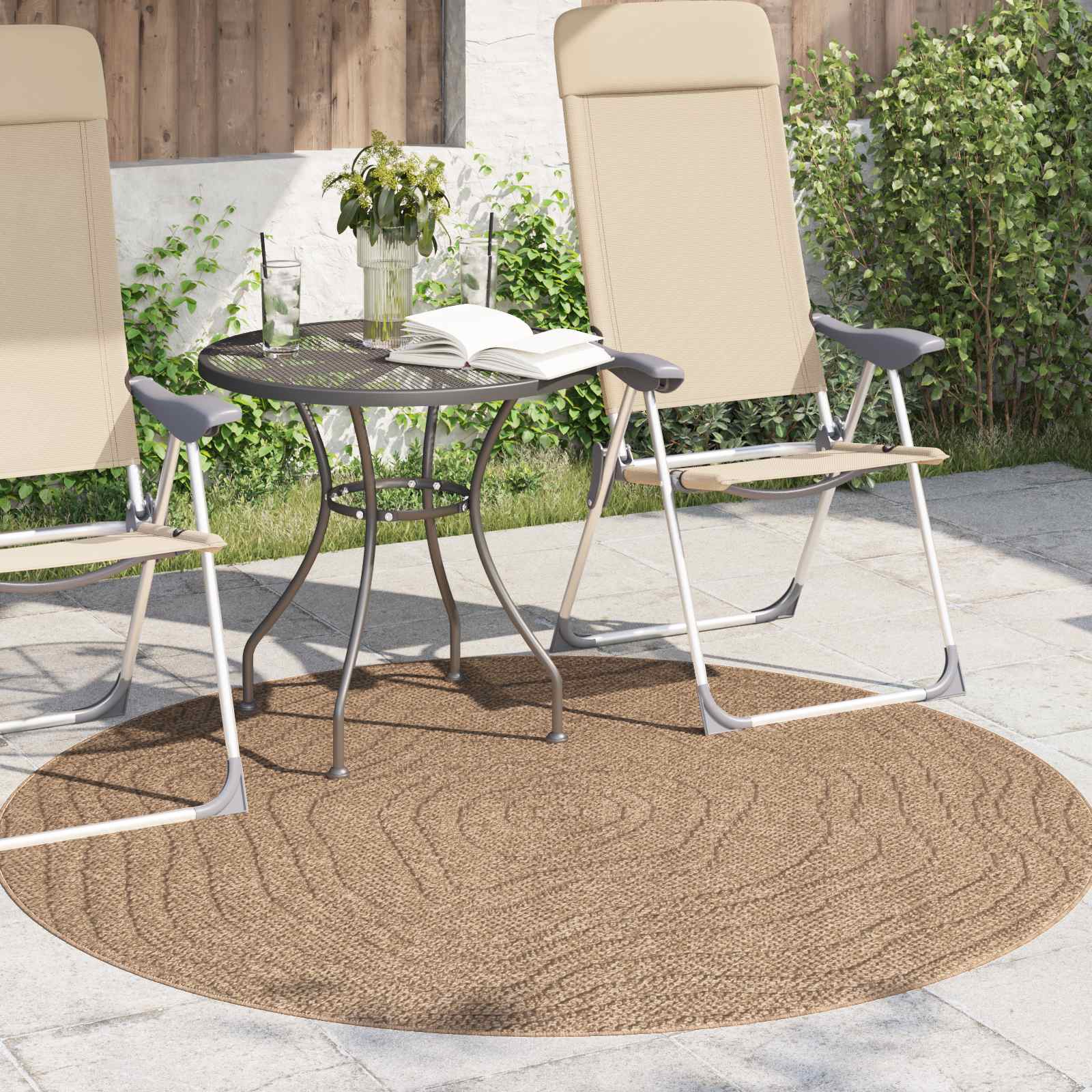 Tappeto per uso interno ed esterno AGIRA Naturale Ø 160 CM