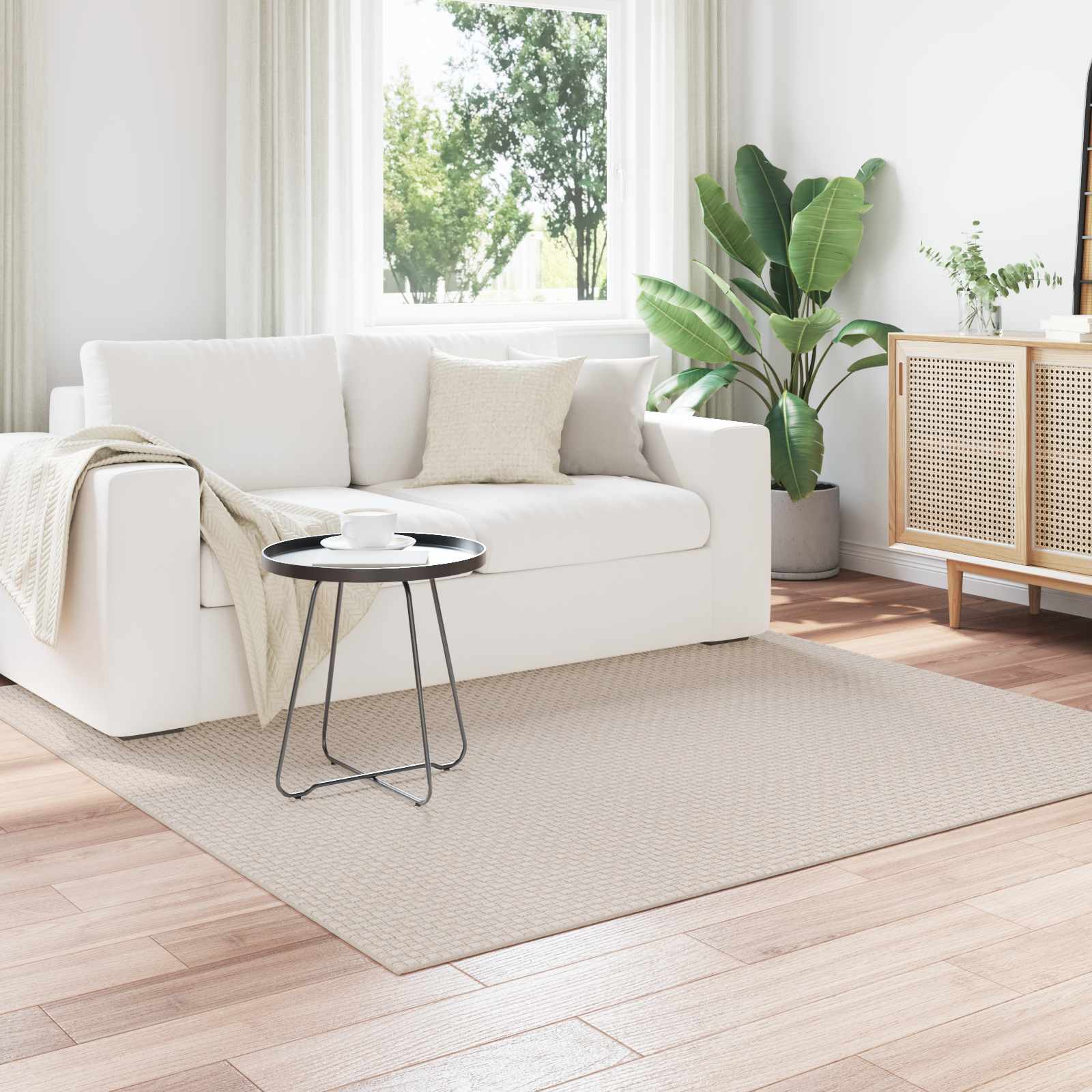 Tappeti per area Quadrato FARO Crema 200 x 200 cm Poliestere