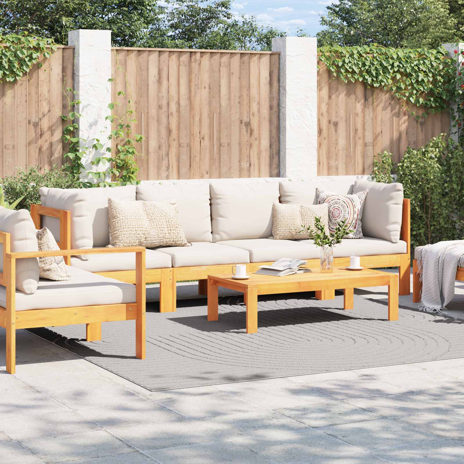 Tappeto per uso interno ed esterno PALMERAS Crema 240 x 240 cm