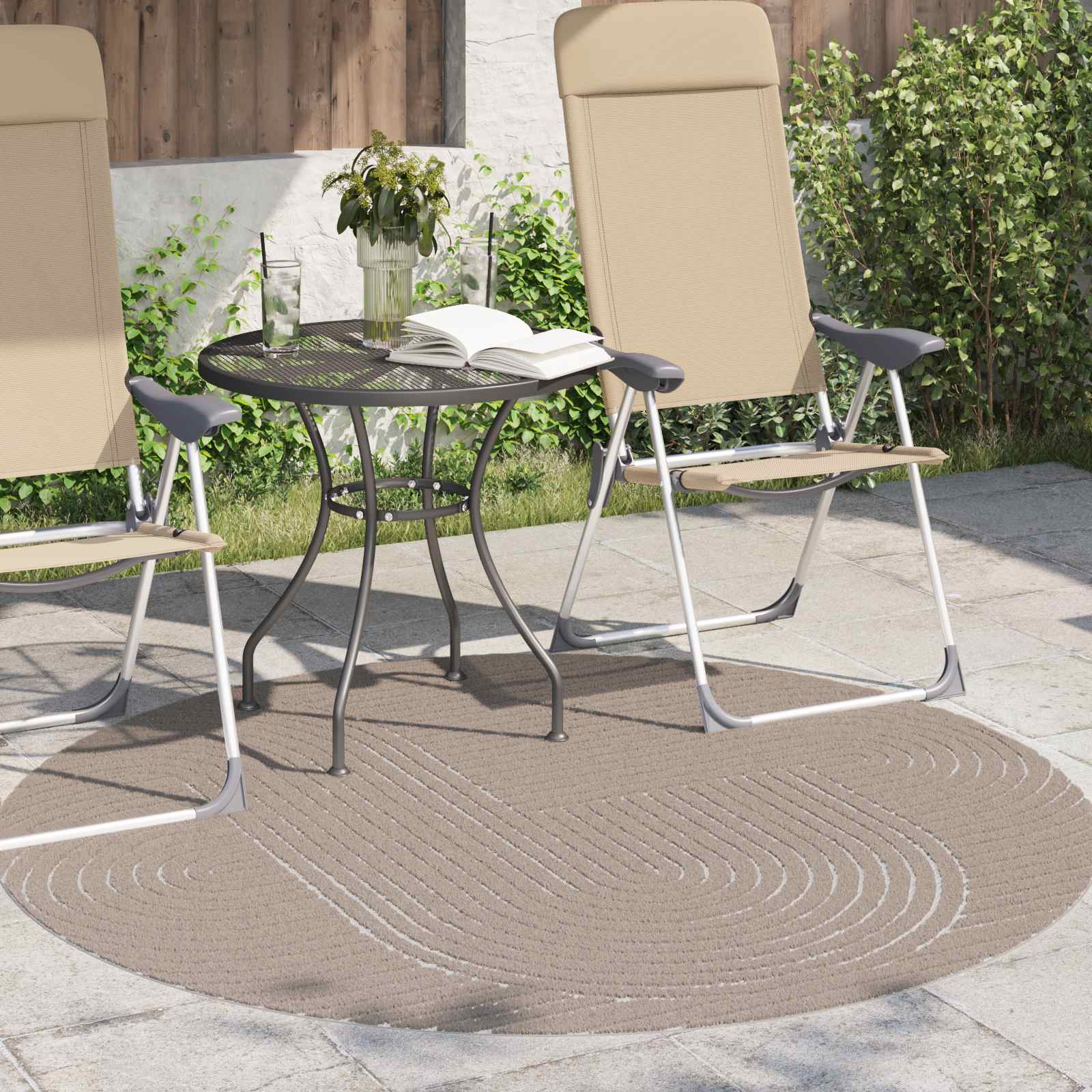 Tappeto per uso interno ed esterno PALMERAS Beige Ø 120 CM