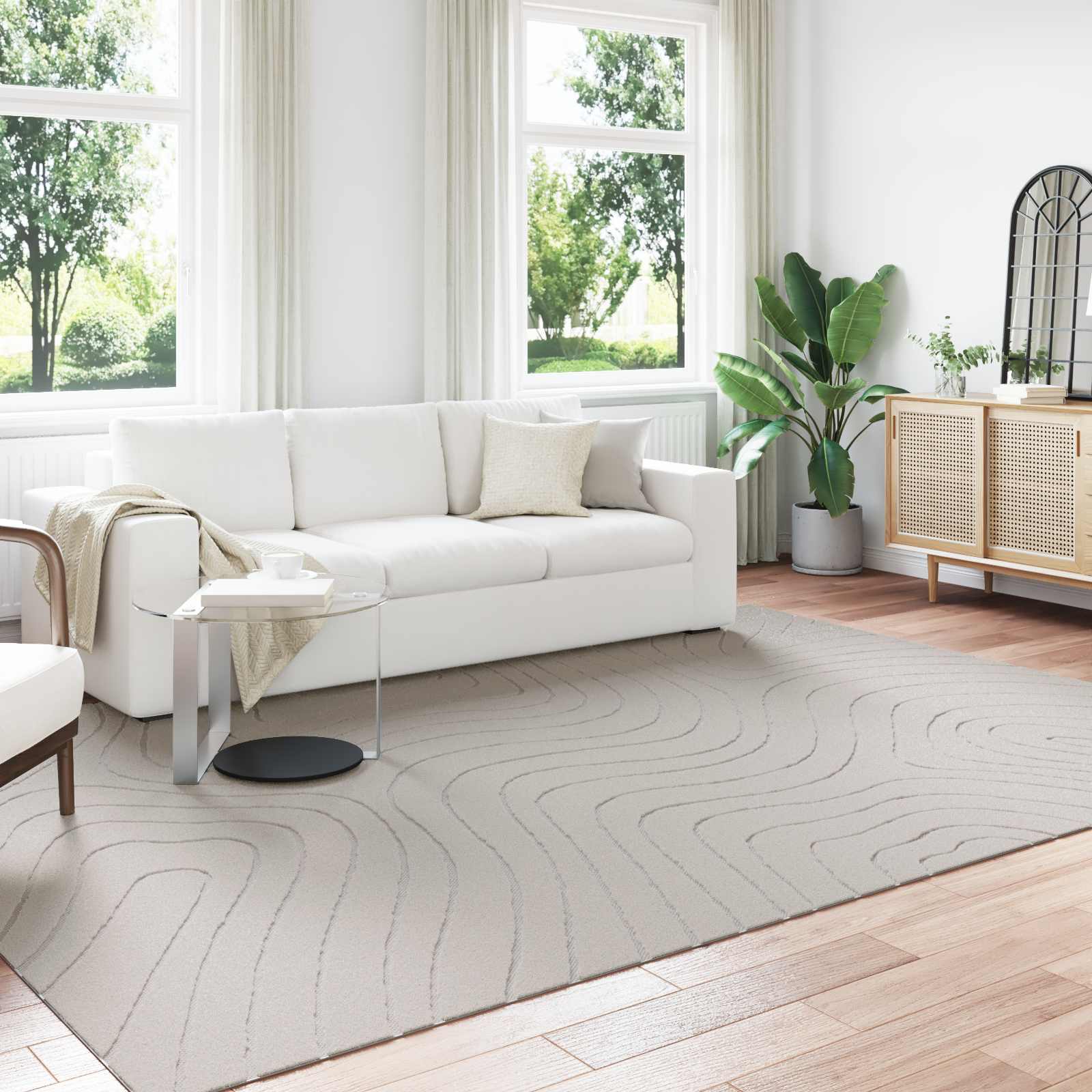 Tappeto per uso interno ed esterno PALMERAS Crema 280 x 200 cm