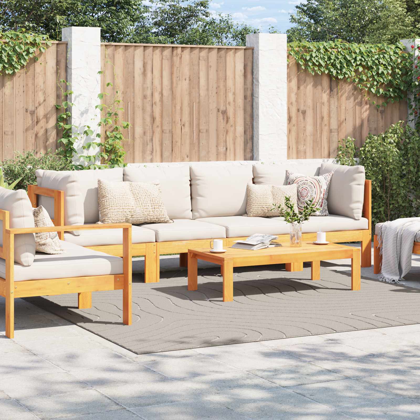 Tappeto per uso interno ed esterno PALMERAS Crema 240 x 240 cm