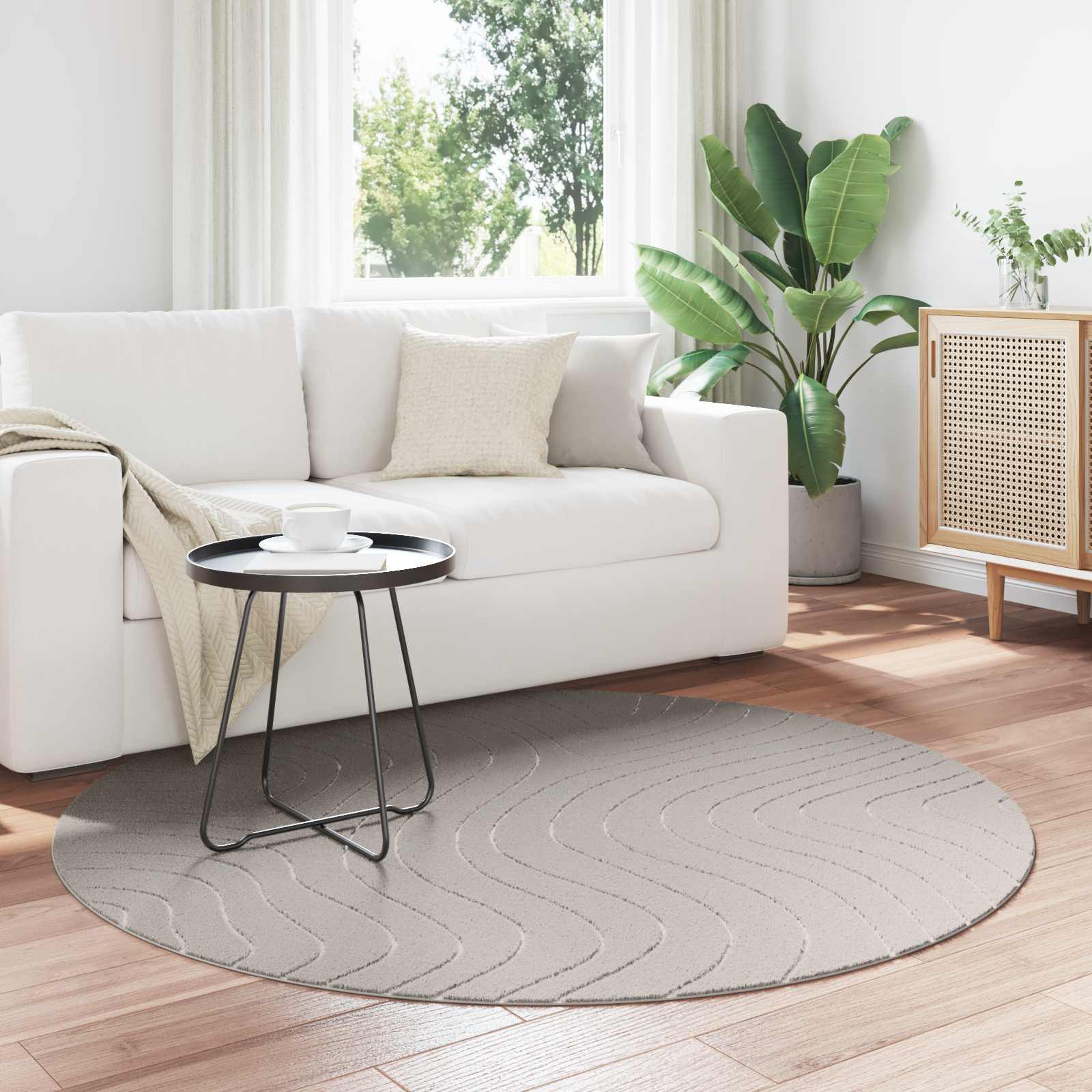 Tappeto per uso interno ed esterno PALMERAS Crema Ø 120 CM