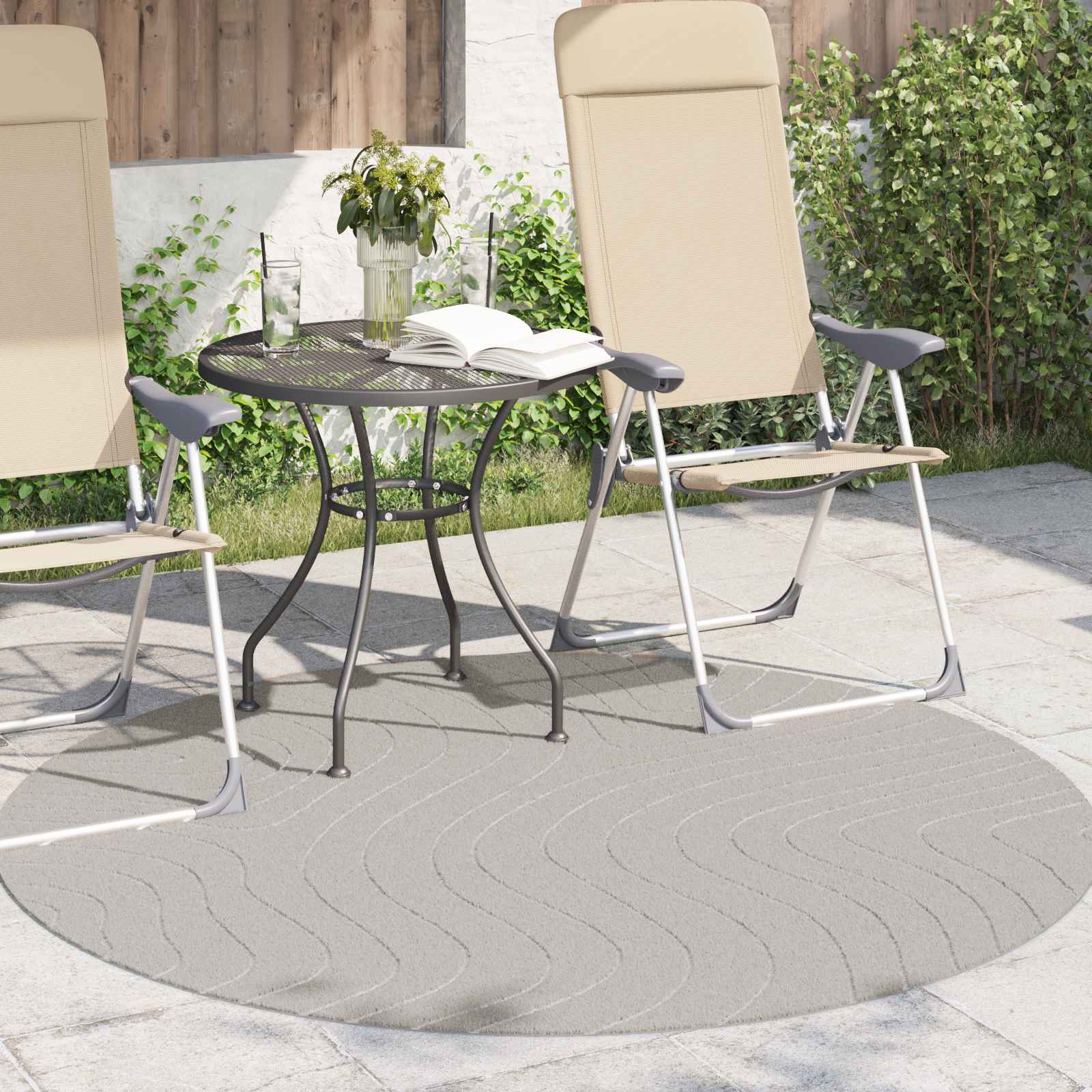 Tappeto per uso interno ed esterno PALMERAS Crema Ø 120 CM