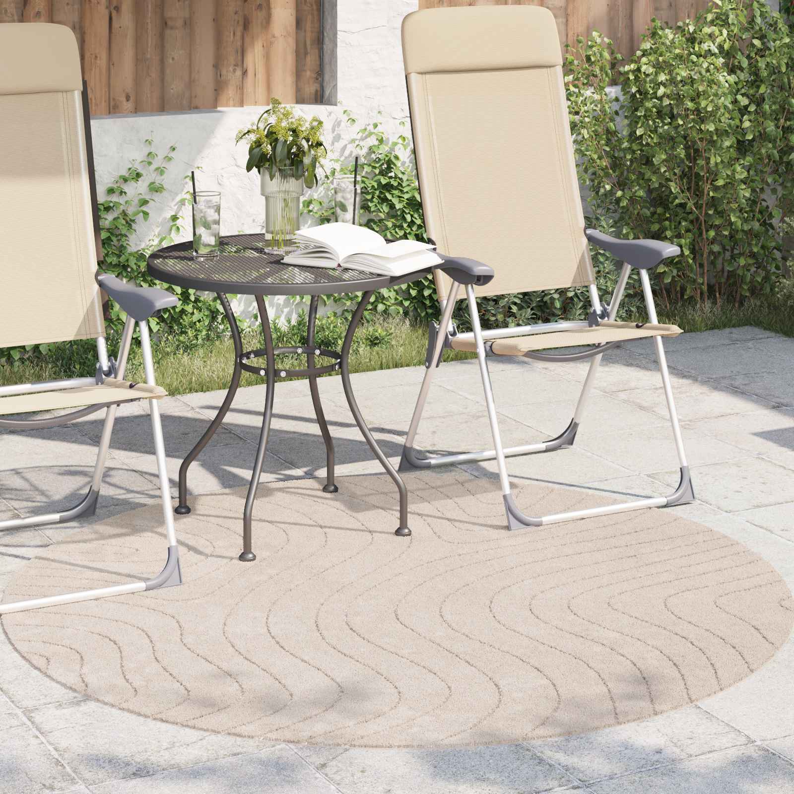 Tappeto per uso interno ed esterno PALMERAS Beige Ø 160 CM