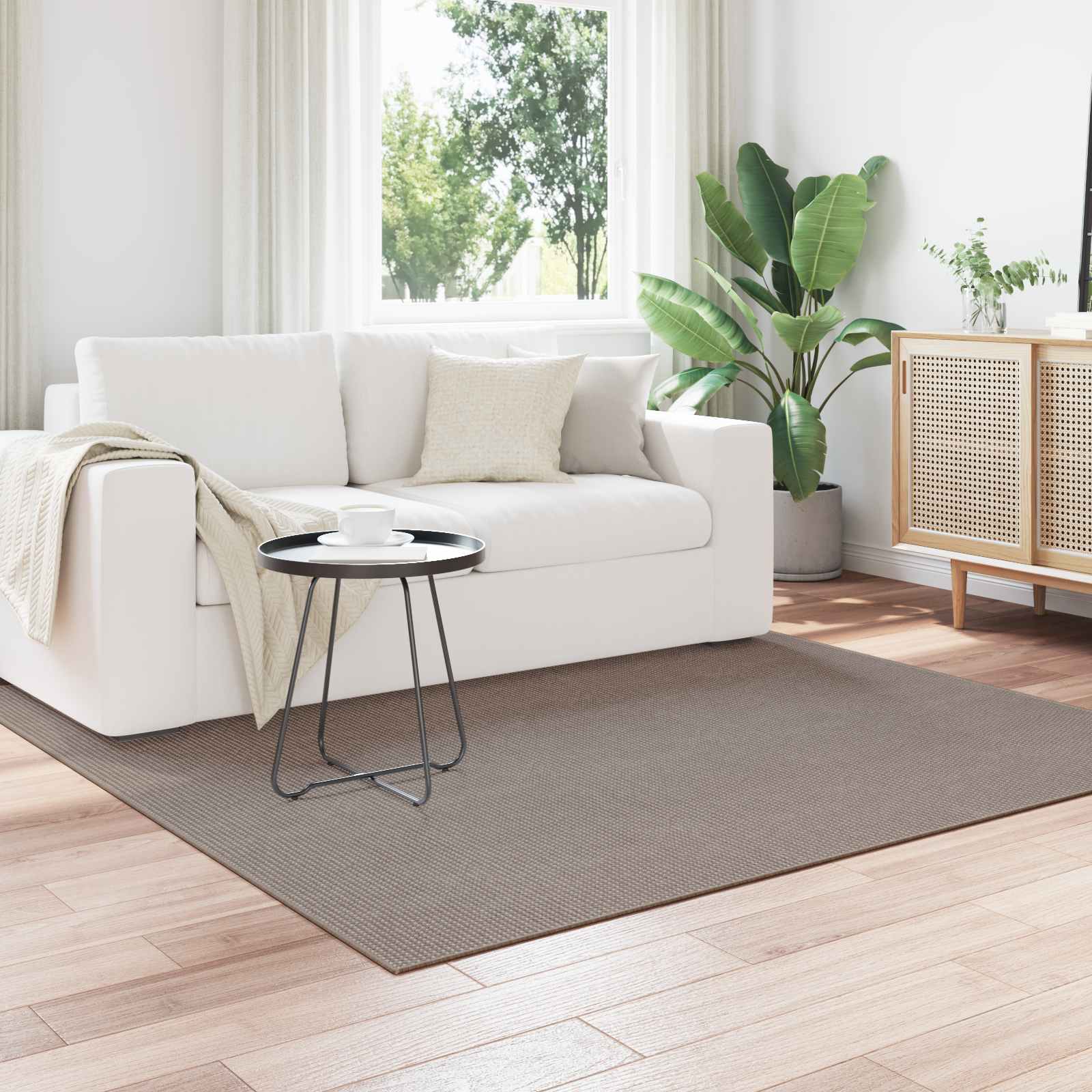 Tappeto per interni LUGO Crema e Taupe 120 x 120 cm Poliestere