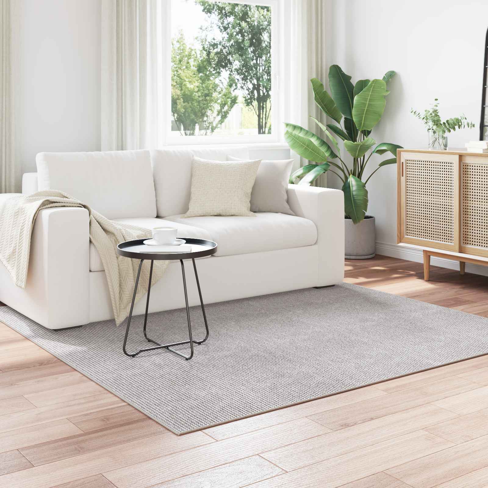 Tappeto per interni LUGO Crema e Grigio 120 x 120 cm Poliestere