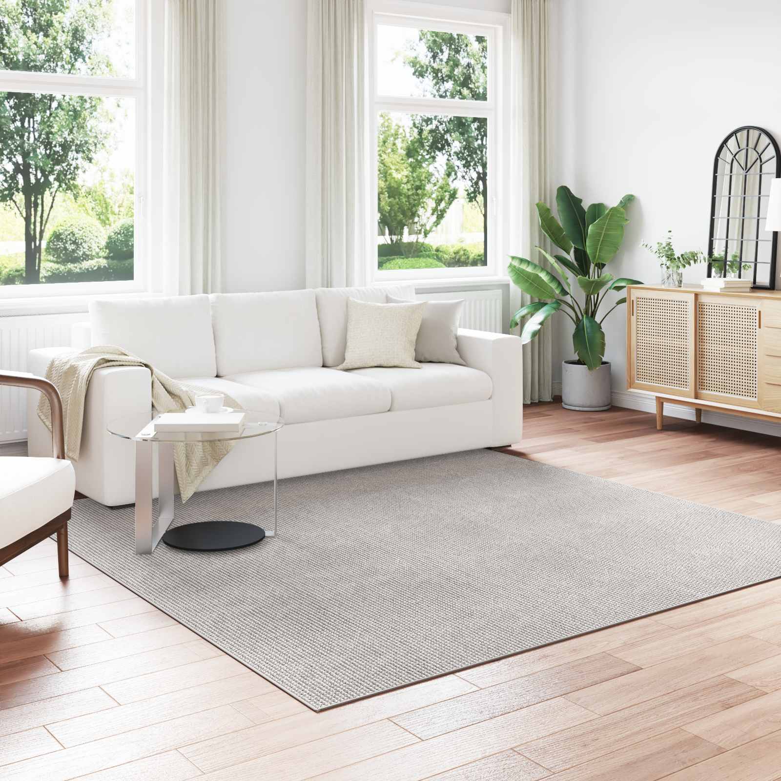 Tappeto per interni LUGO Crema e Grigio 240 x 240 cm Poliestere