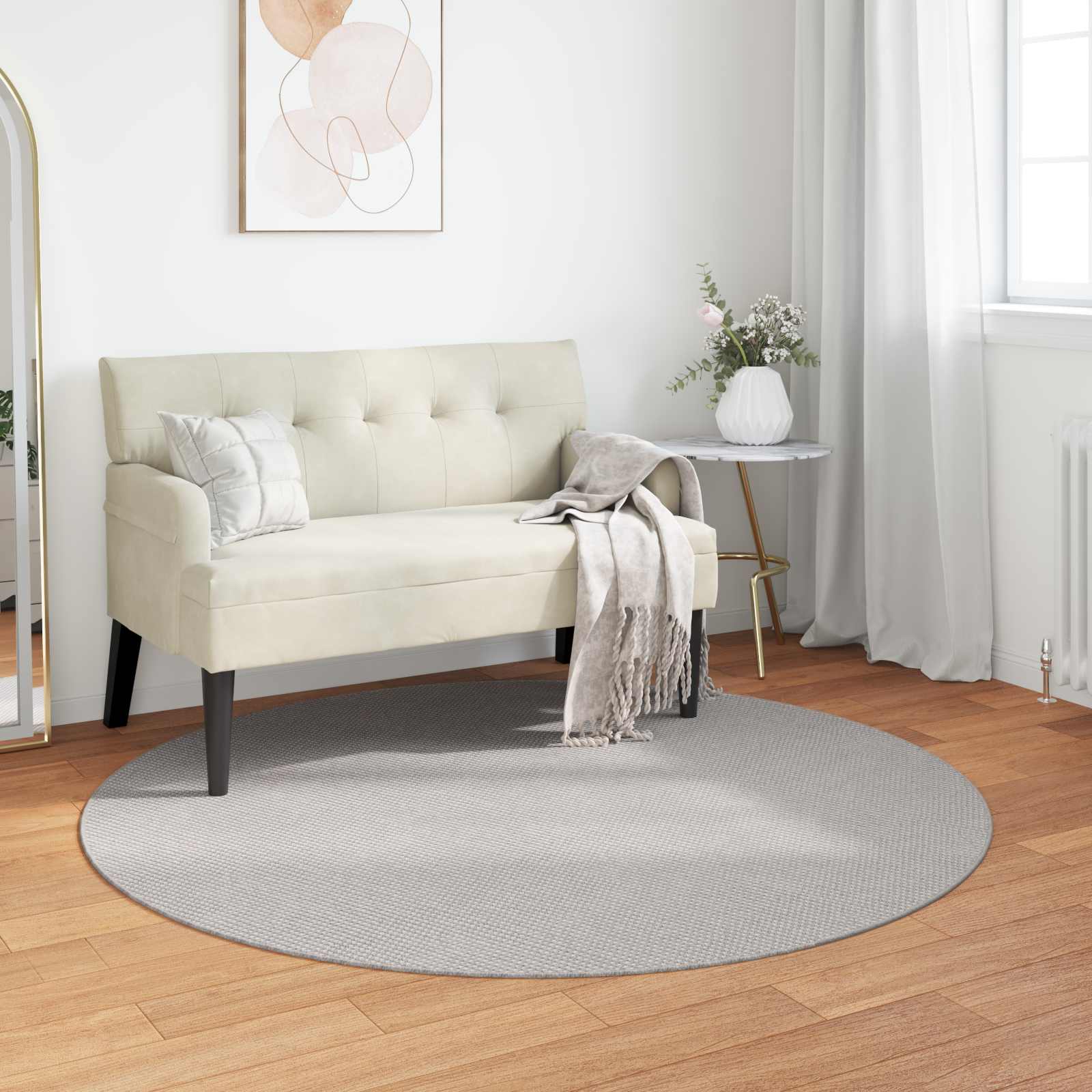 Tappeto per interni LUGO Crema e Grigio Ø 120 CM Poliestere