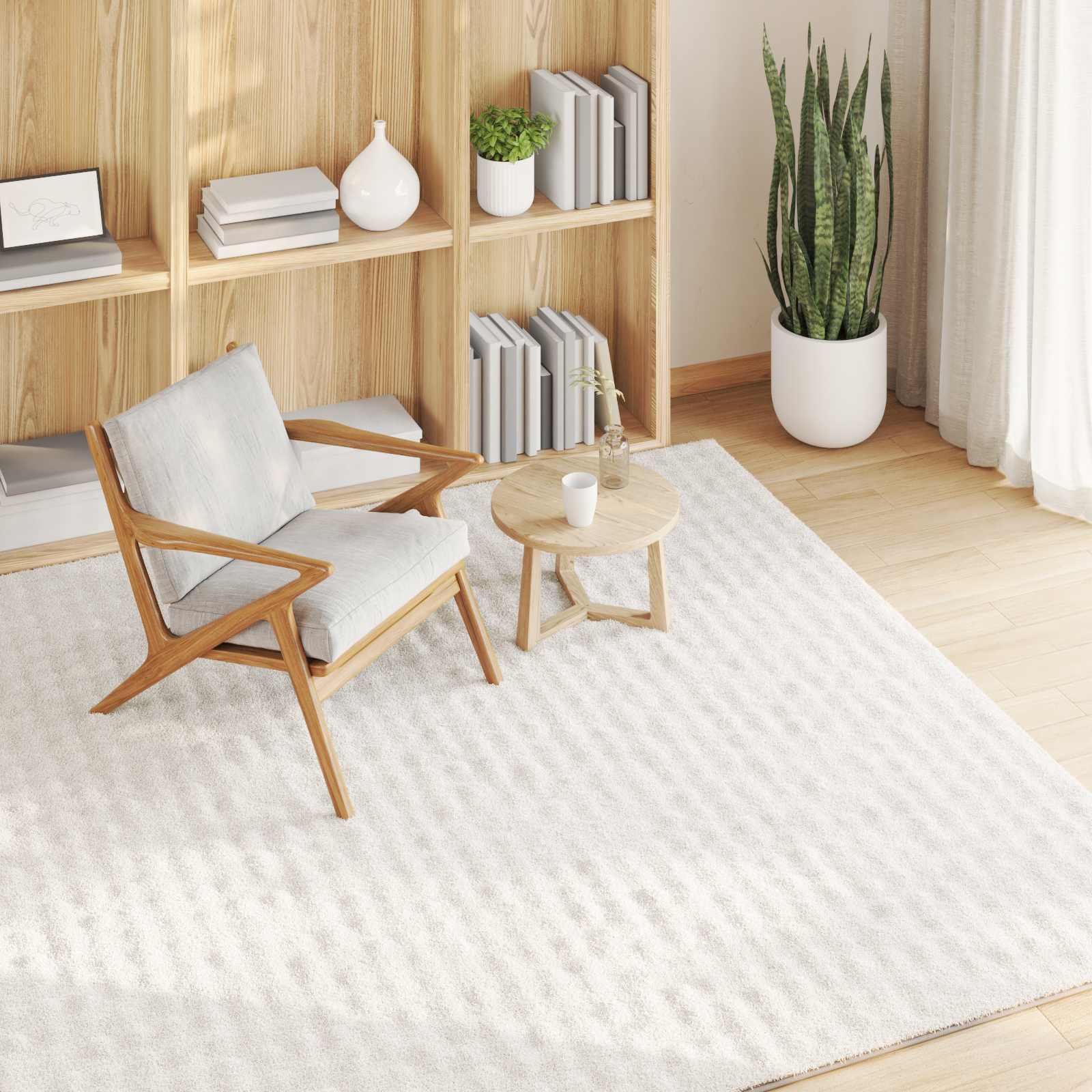 Tappeti per area Quadrato SIROLO Crema 200 x 200 cm Poliestere