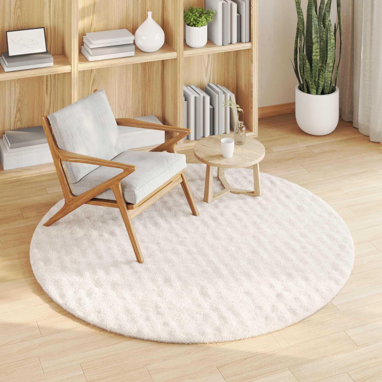 Tappeti per area Rotondo SIROLO Crema Ø 160 CM Poliestere