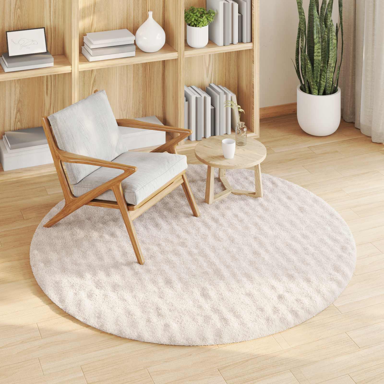 Tappeti per area Rotondo SIROLO Beige Ø 120 CM Poliestere