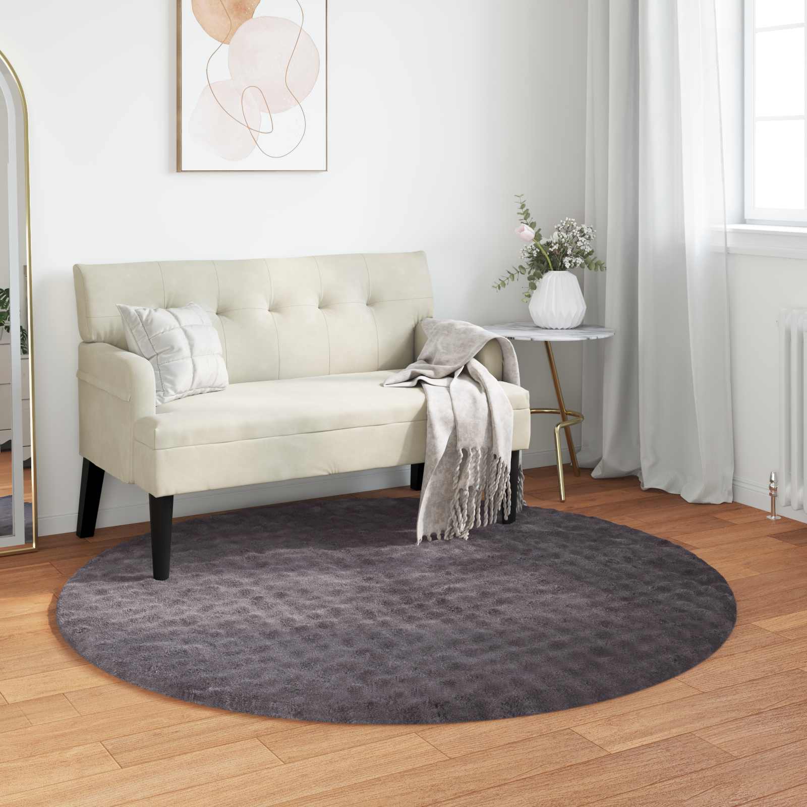 Tappeti per area Rotondo SIROLO Antracite Ø 120 CM Poliestere