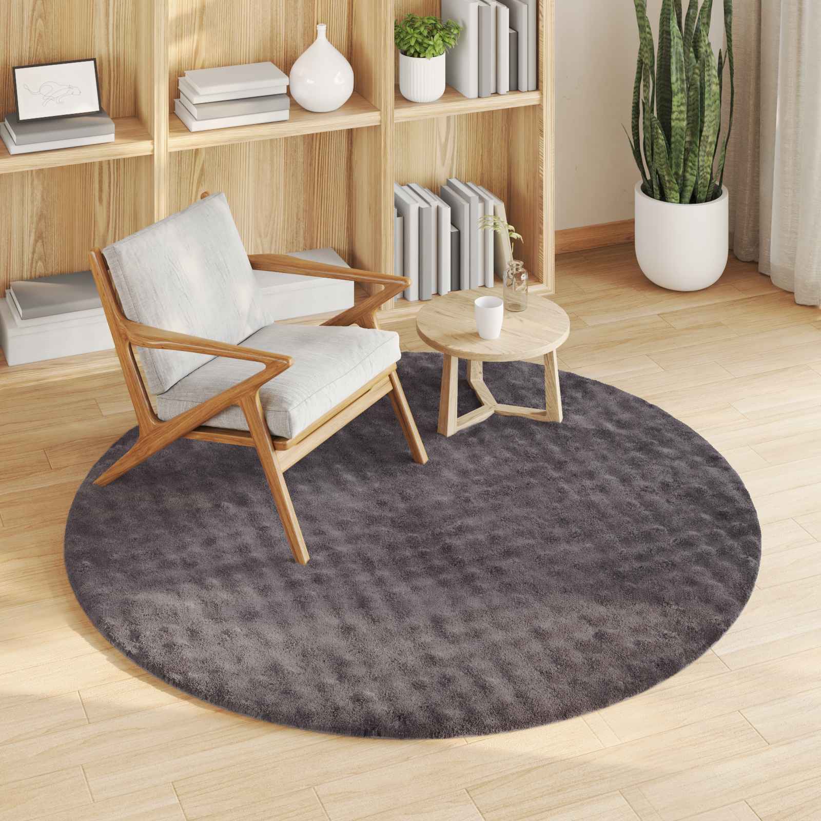 Tappeti per area Rotondo SIROLO Antracite Ø 120 CM Poliestere