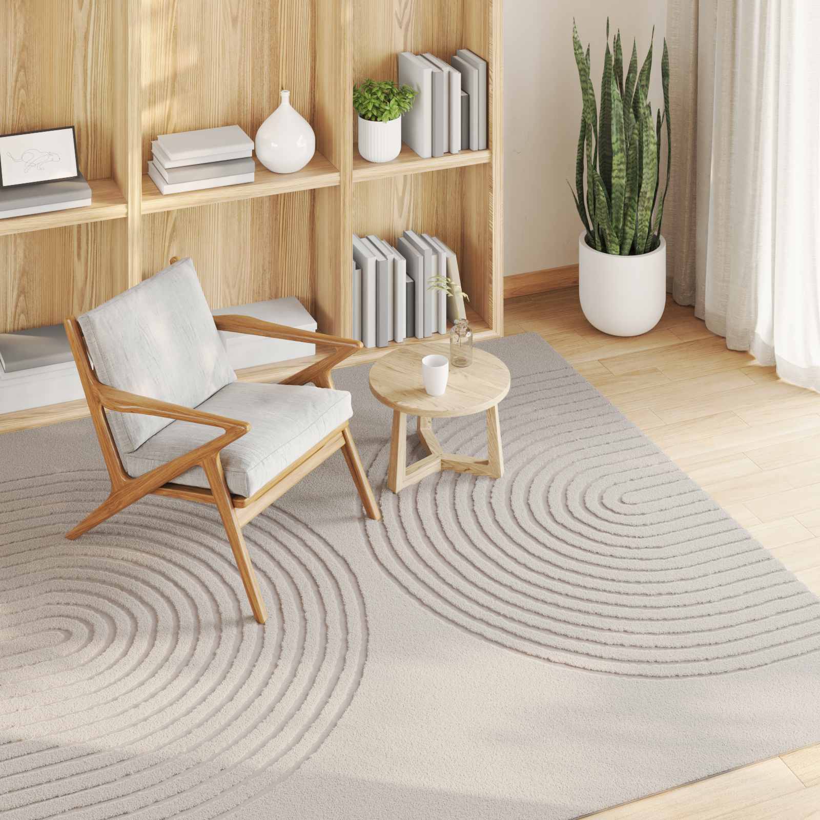 Tappeto per interni GALATI Crema 120 x 120 cm Poliestere