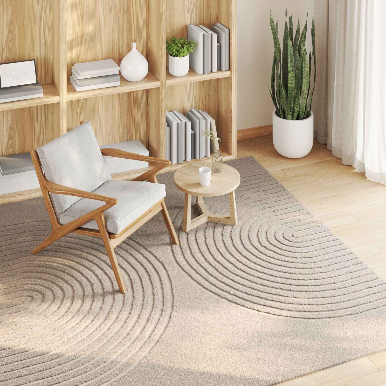 Tappeto per interni GALATI Beige 200 x 200 cm Poliestere