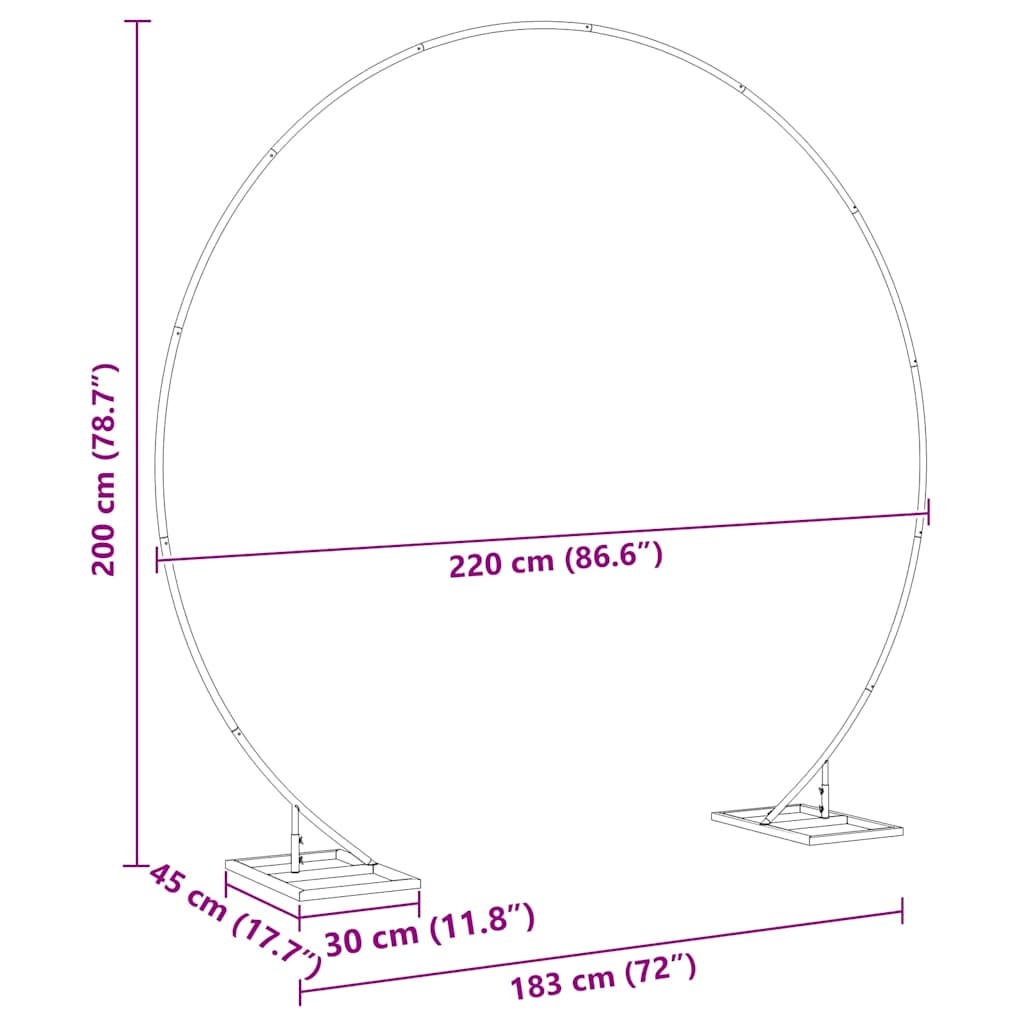 Arco Nuziale Singolo Bianco 220 x 45 x 200 cm Acciaio
