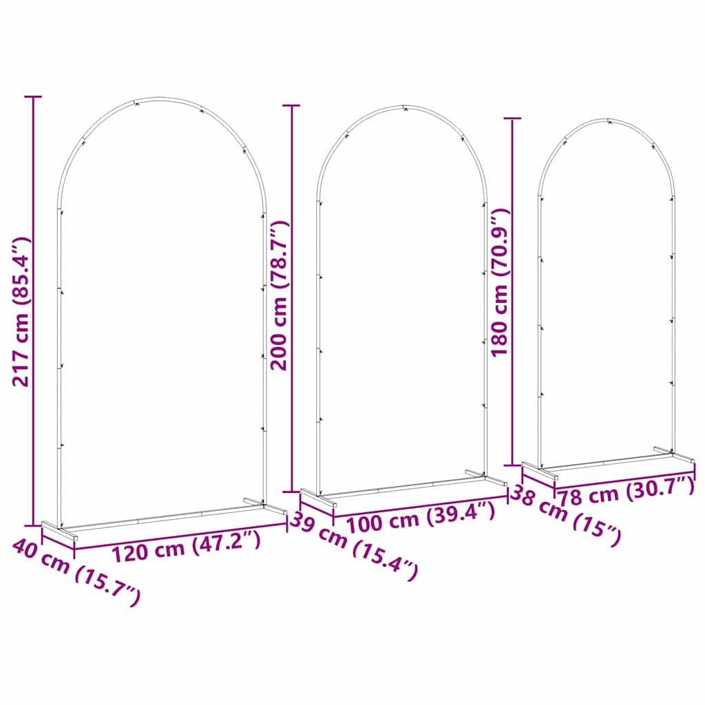 Arco Nuziale 3 pz Oro 120 x 40 x 217 cm Acciaio
