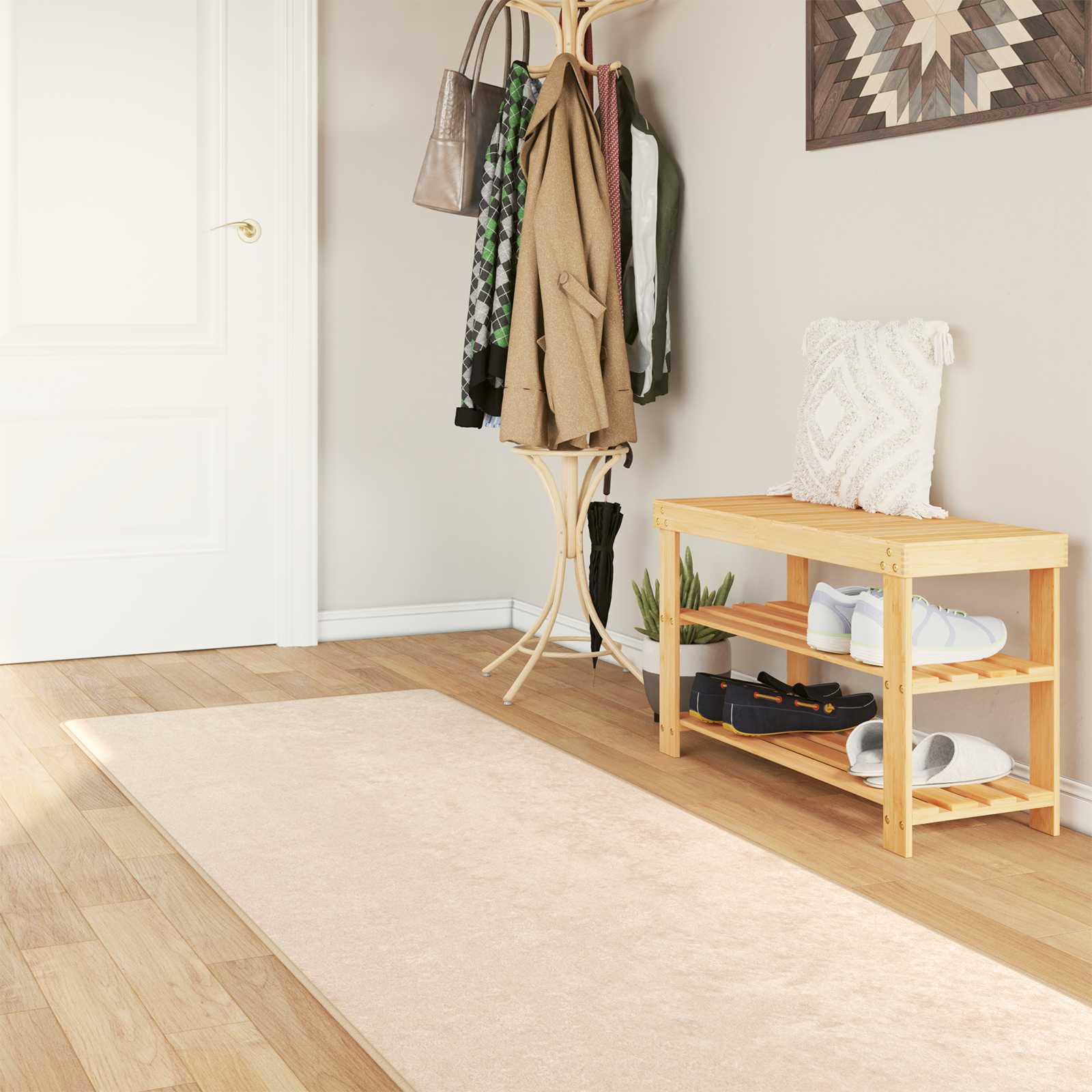 Tappeto Antiscivolo MARSA Crema 80 x 250 cm Poliestere e PVC