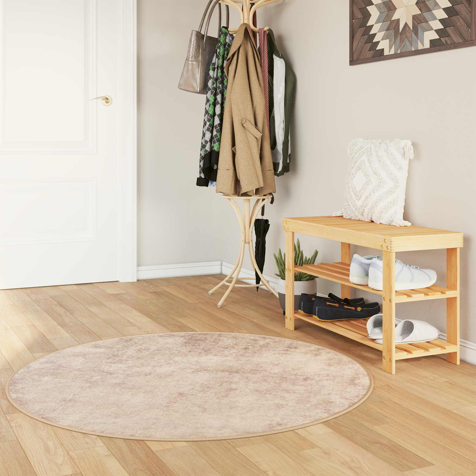 Tappeto Antiscivolo MARSA Beige 120 x 120 cm Poliestere e PVC