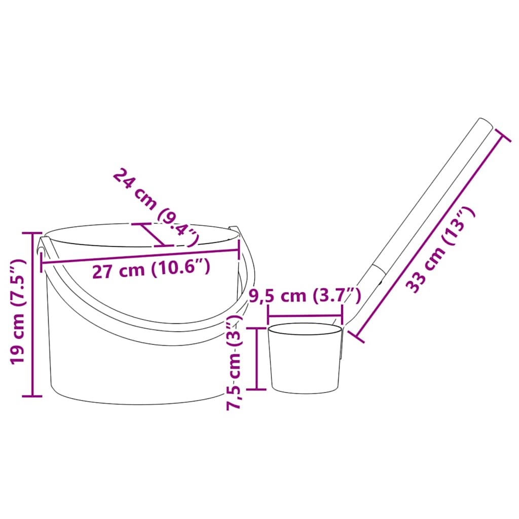 Set di Accessori per Sauna 2 pz Nero