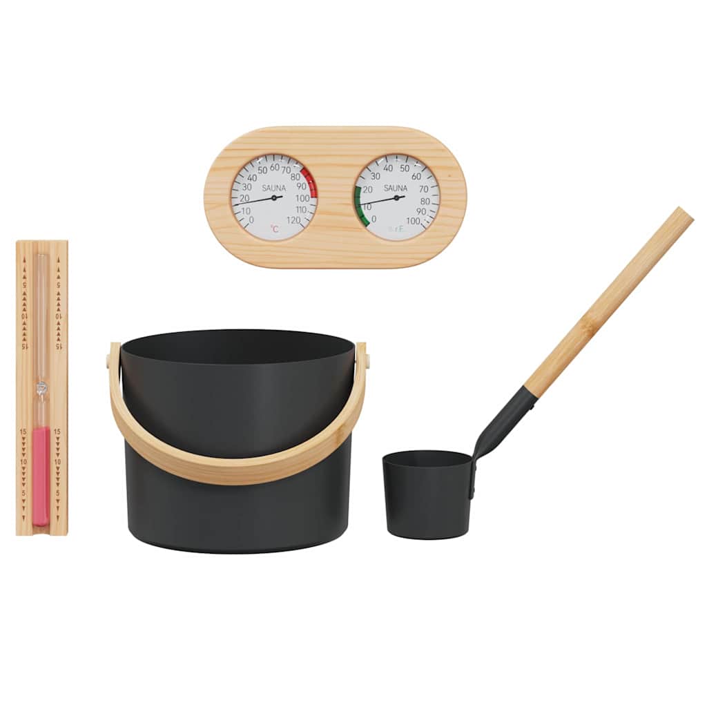 Set di Accessori per Sauna 4 pz Nero
