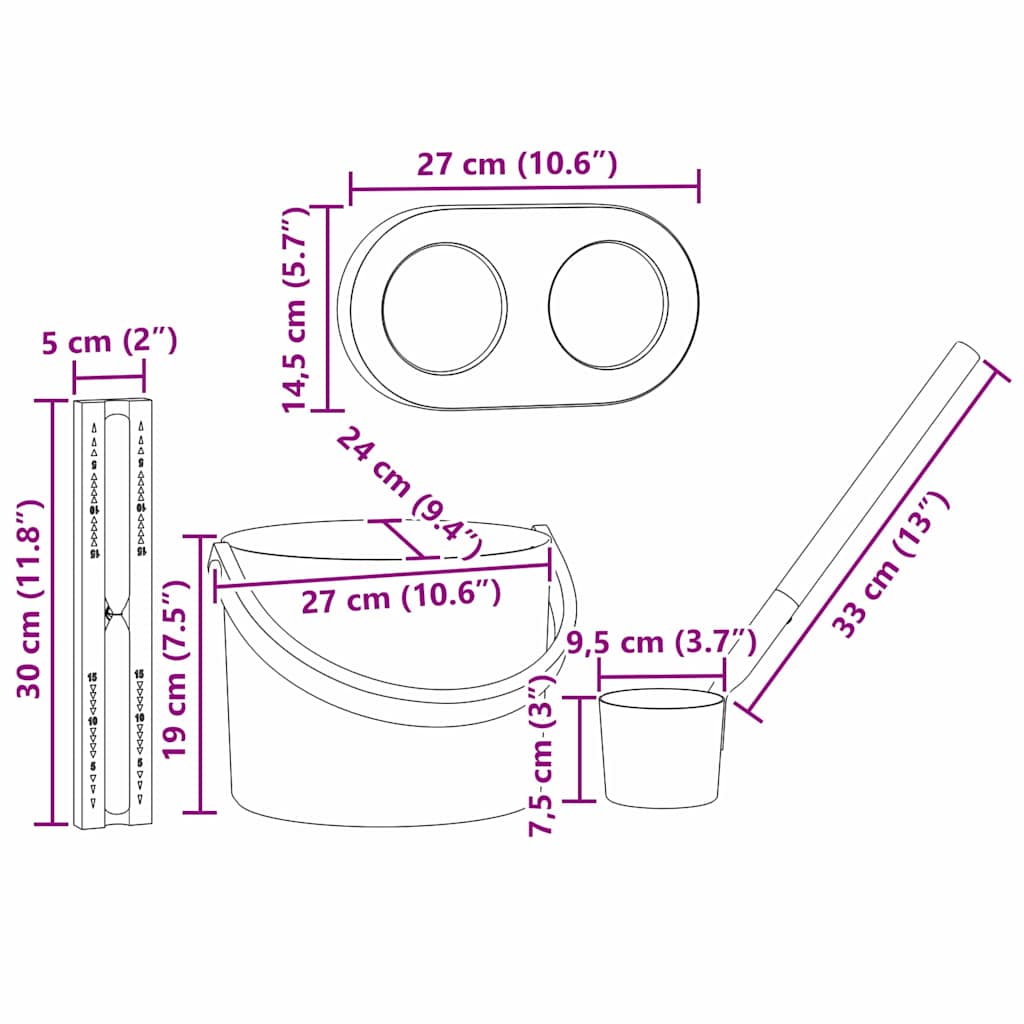 Set di Accessori per Sauna 4 pz Nero