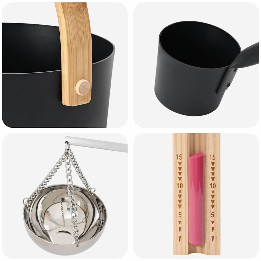 Set di Accessori per Sauna 5 pz Nero