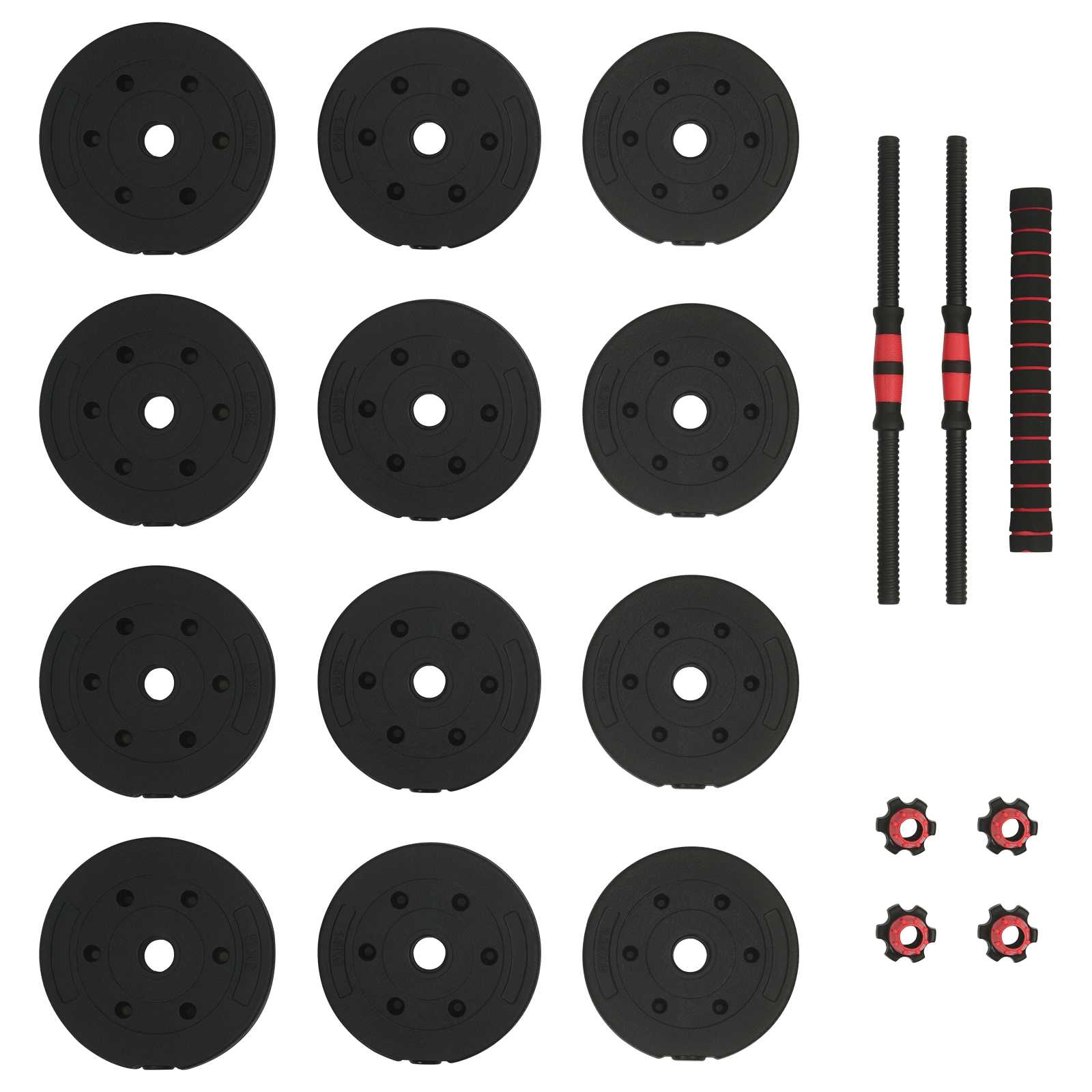 Set Manubri e Bilanciere 2-in-1 20 kg Nero e Rosso