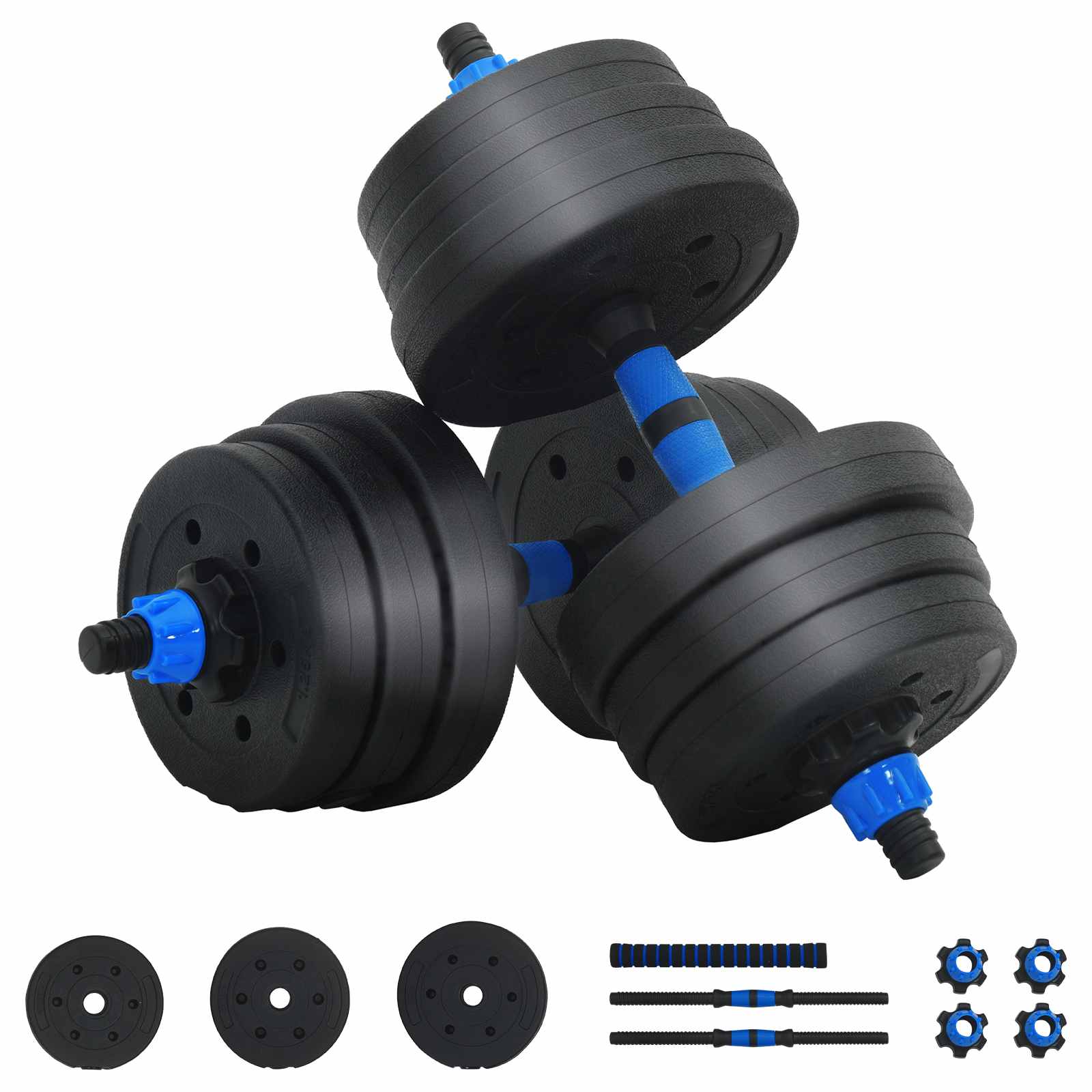 Set Manubri e Bilanciere 2-in-1 20 kg Nero e Blu