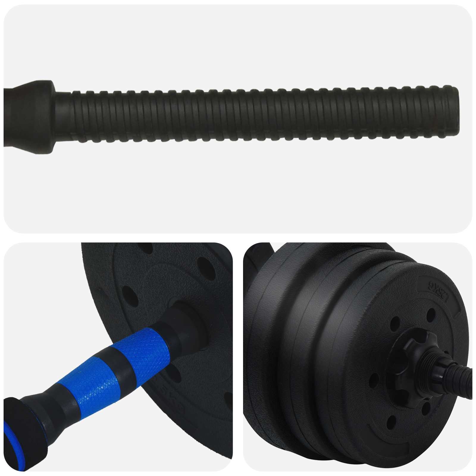 Set Manubri e Bilanciere 2-in-1 20 kg Nero e Blu