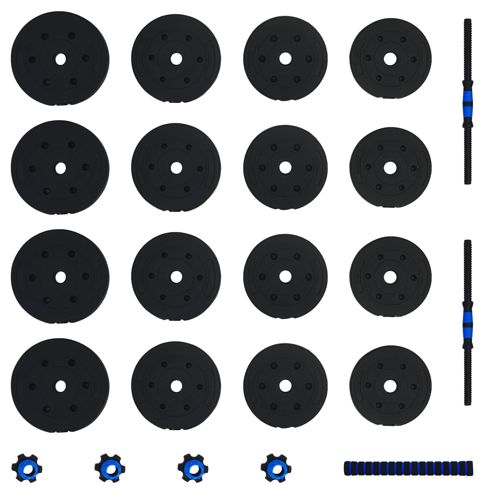 Set Manubri e Bilanciere 2-in-1 30 kg Nero e Blu