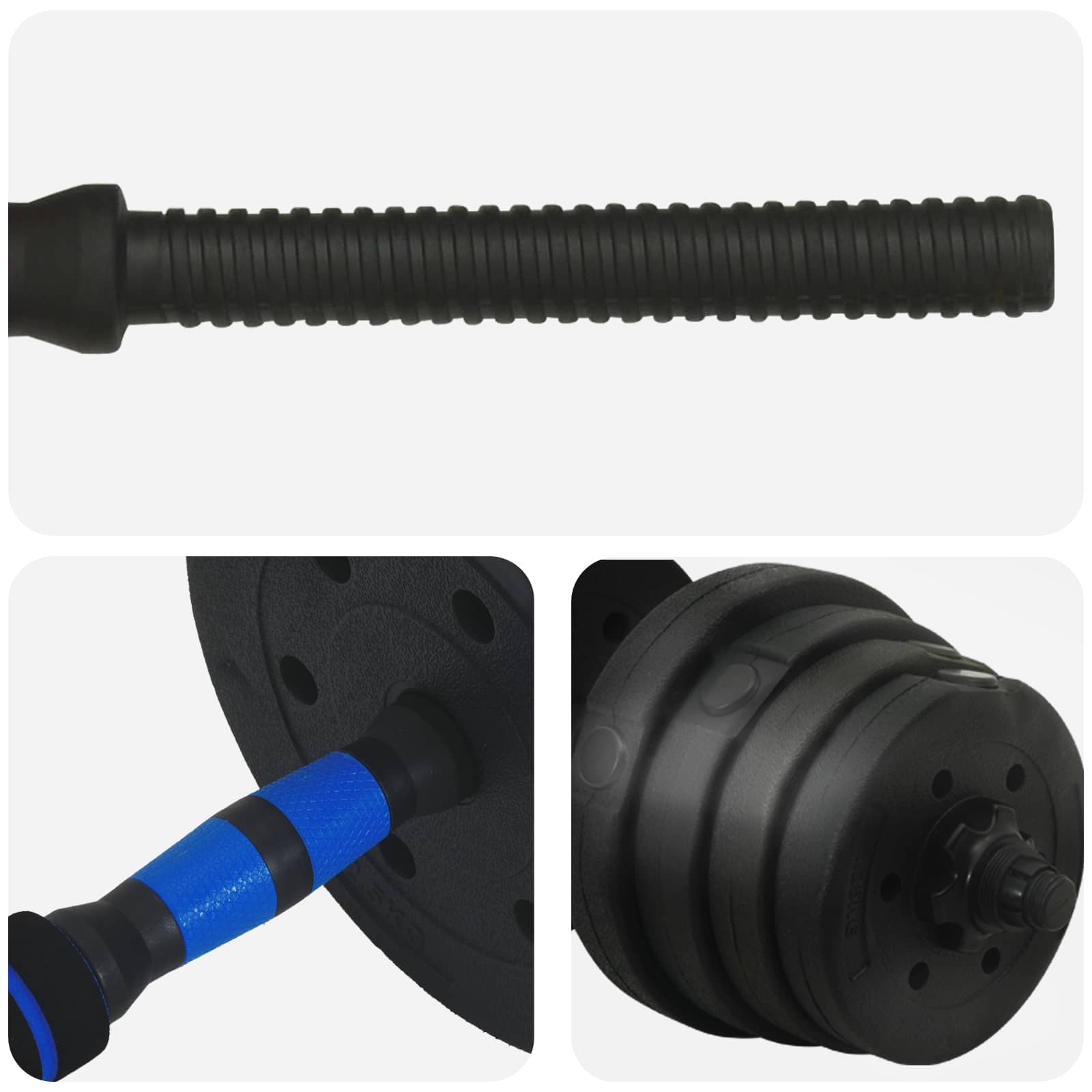 Set Manubri e Bilanciere 2-in-1 30 kg Nero e Blu