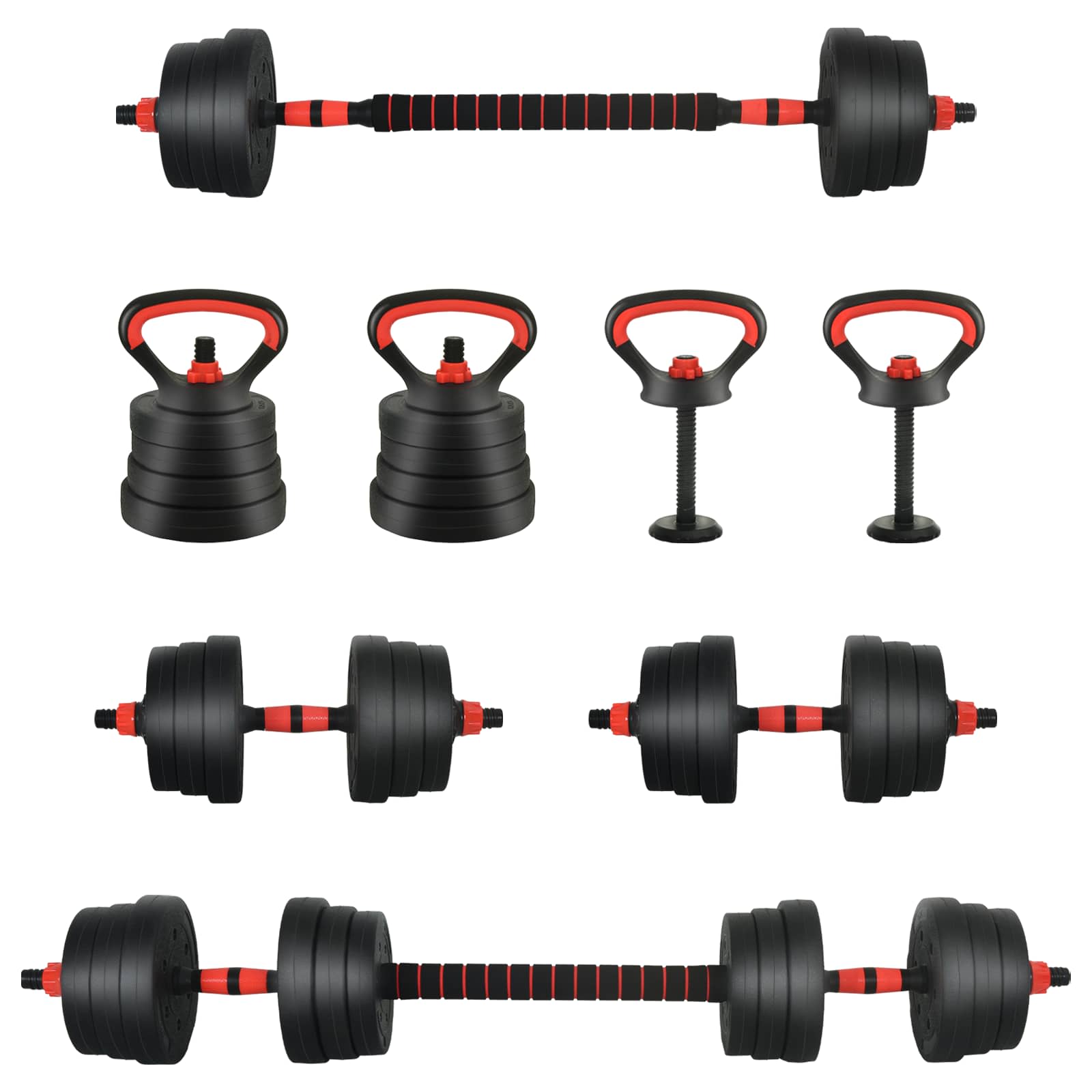 Set di manubri 4-in-1 20 kg Nero e Rosso