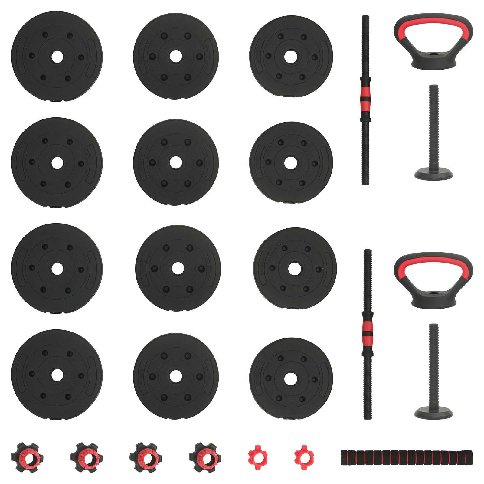 Set di manubri 4-in-1 20 kg Nero e Rosso