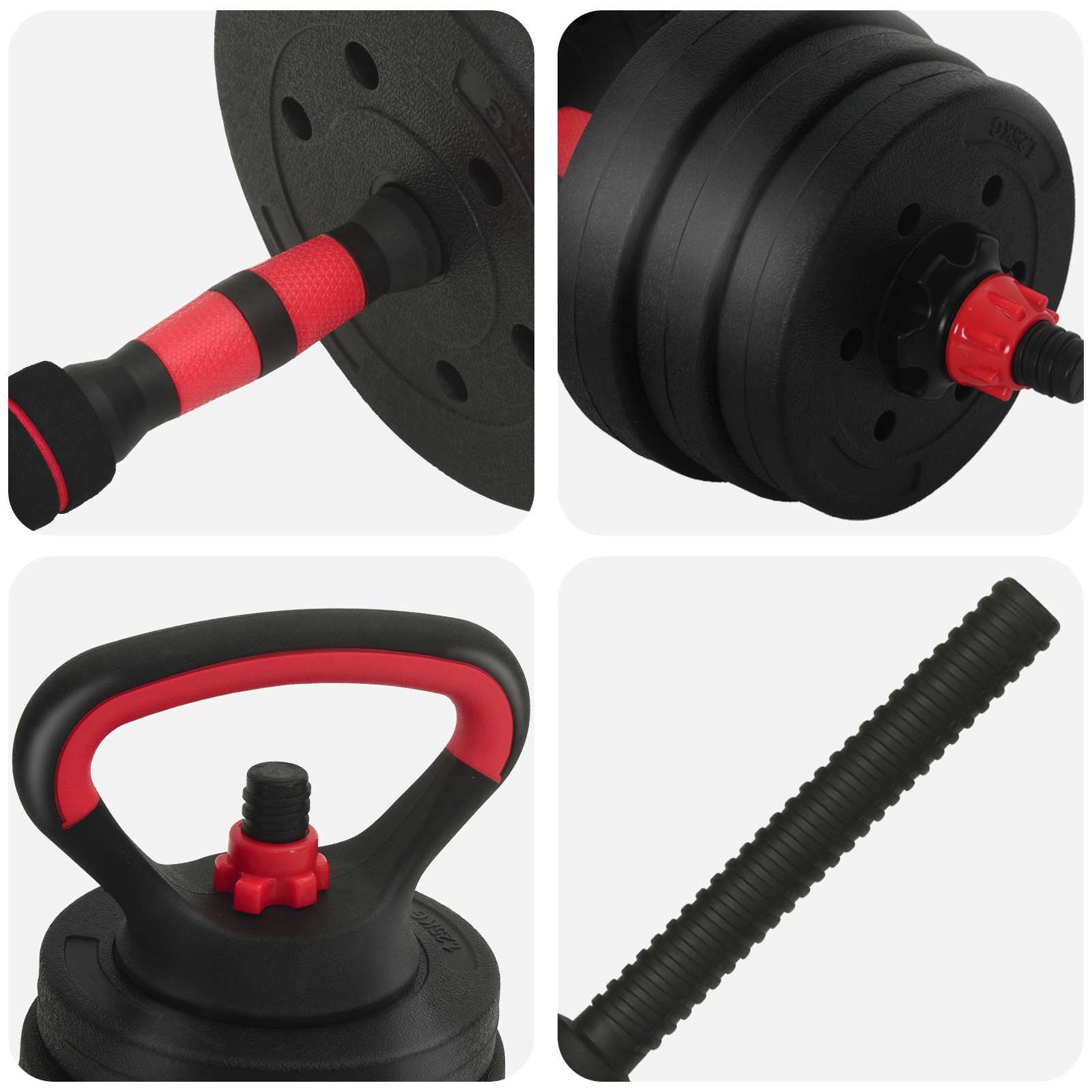 Set di manubri 4-in-1 20 kg Nero e Rosso