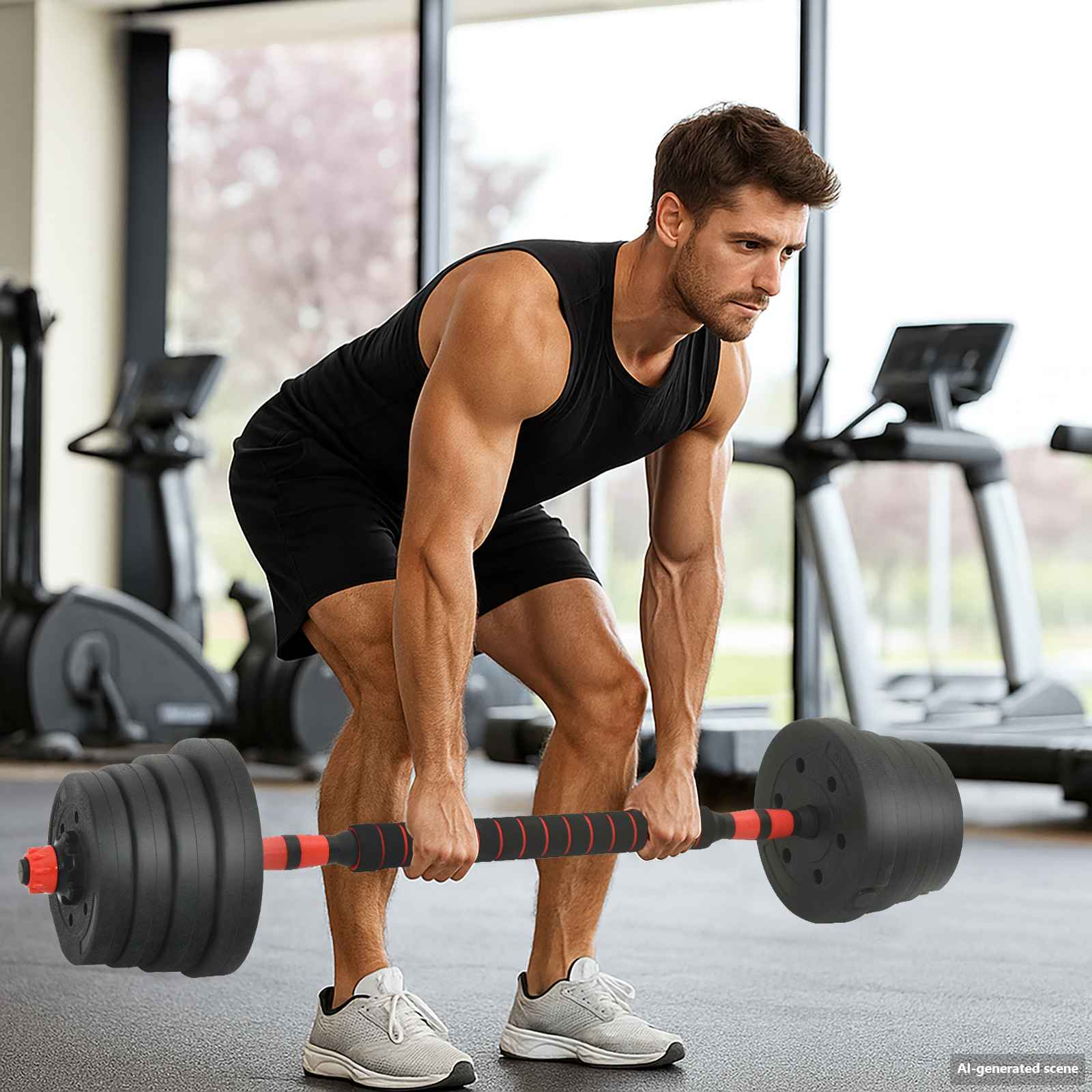 Set di manubri 4-in-1 30 kg Nero e Rosso
