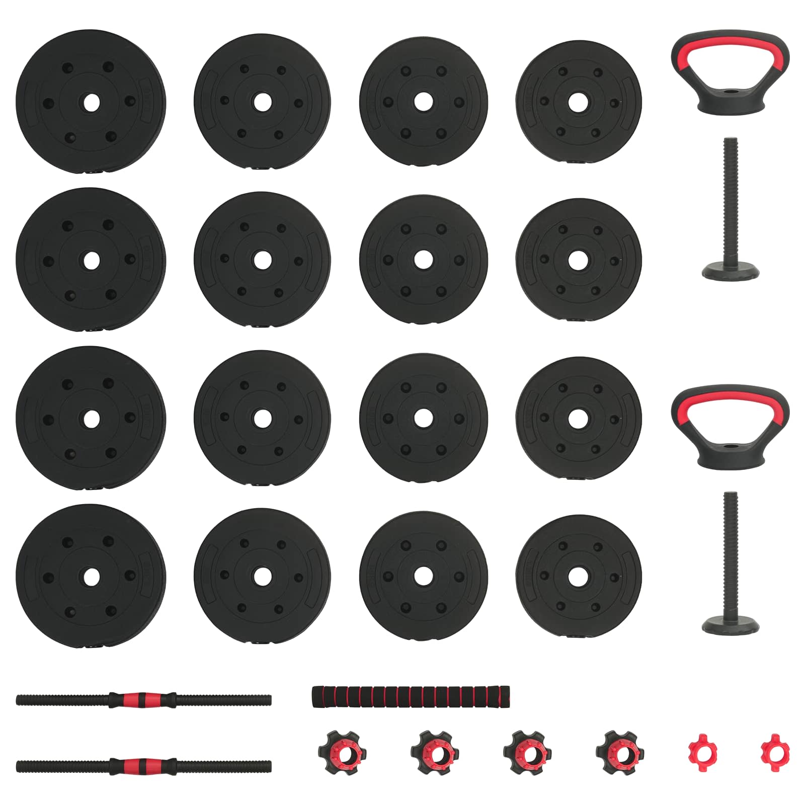 Set di manubri 4-in-1 30 kg Nero e Rosso